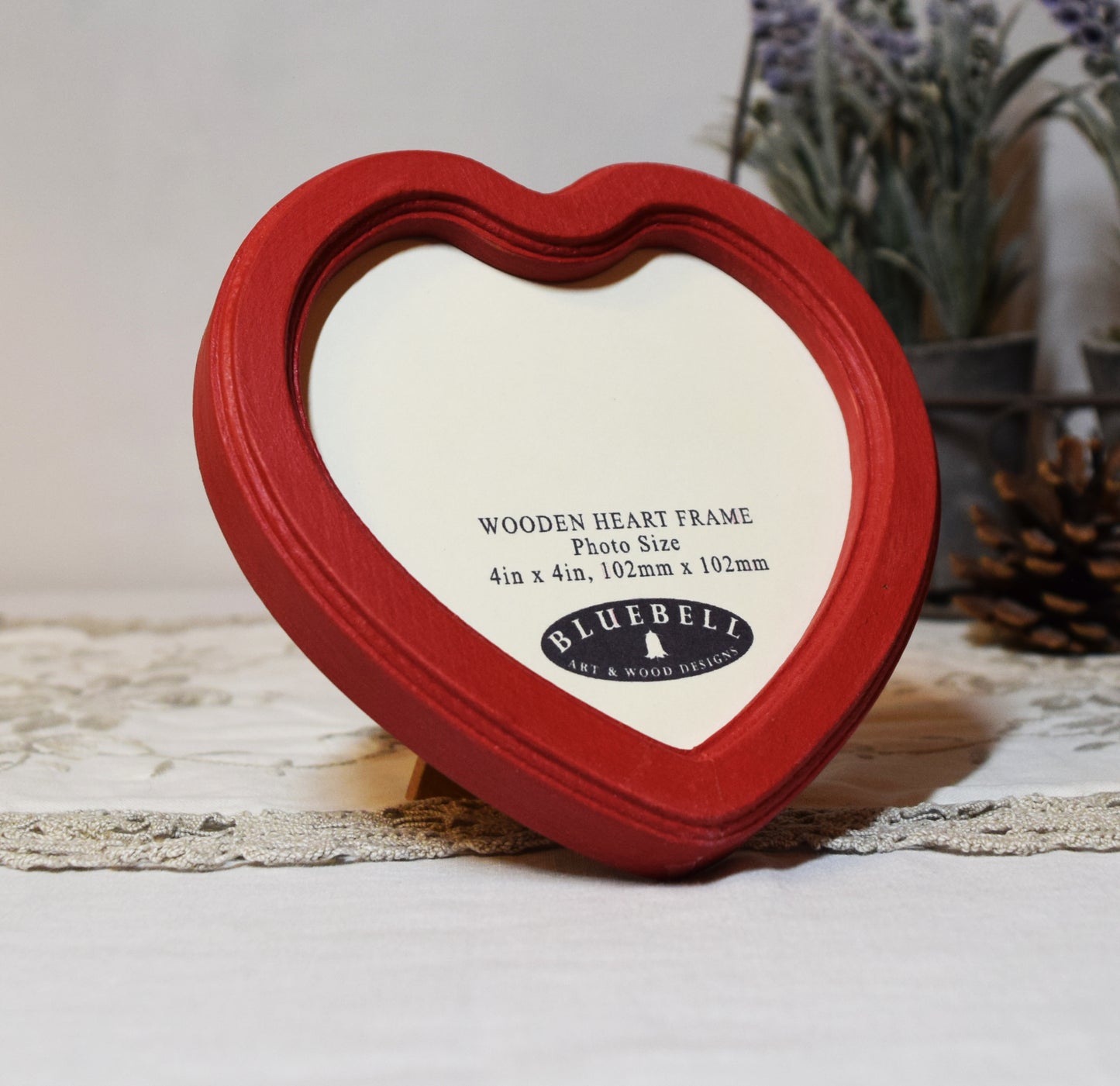 Red 4" x 4" Heart Handmade Wooden Photo Picture Frame