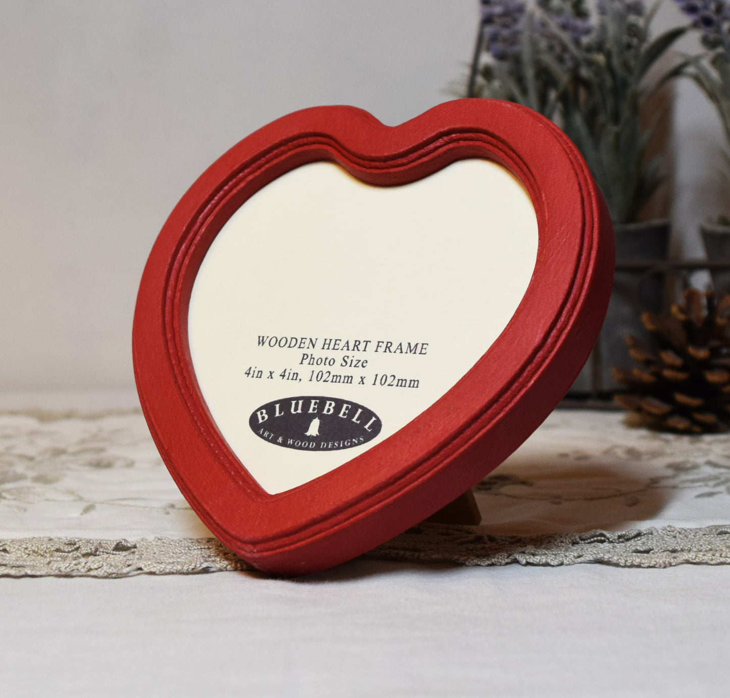 Red 4" x 4" Heart Handmade Wooden Photo Picture Frame