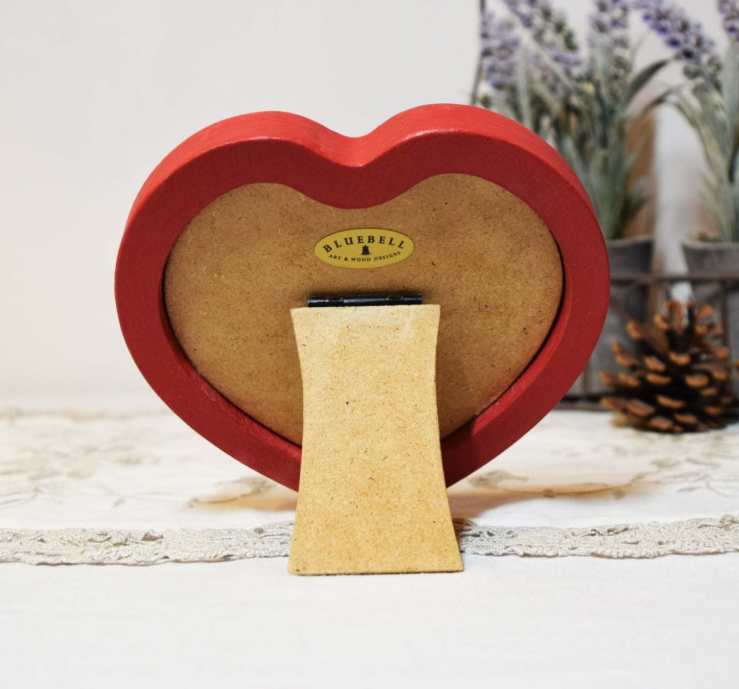 Red 4" x 4" Heart Handmade Wooden Photo Picture Frame