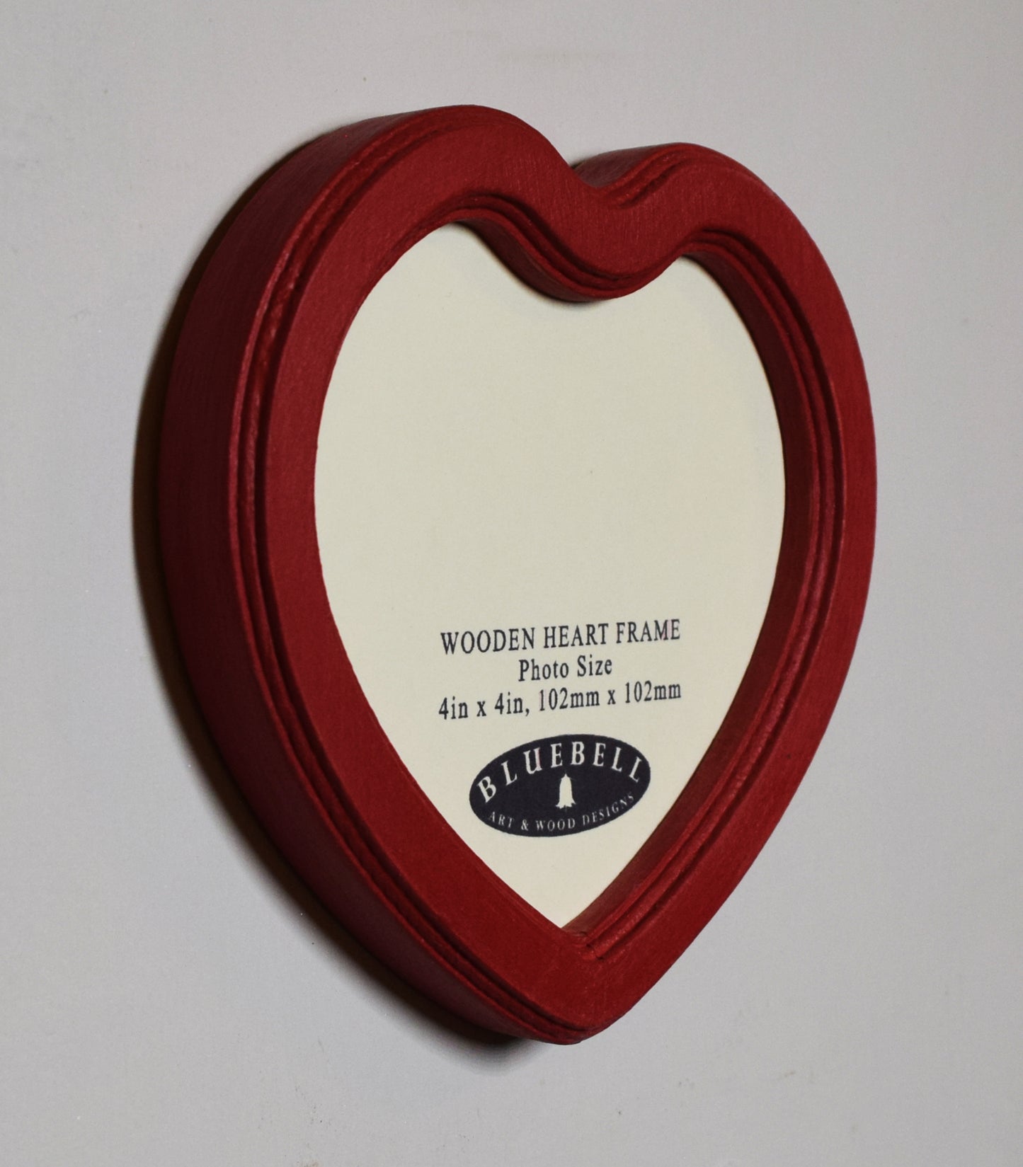Red 4" x 4" Heart Handmade Wooden Photo Picture Frame