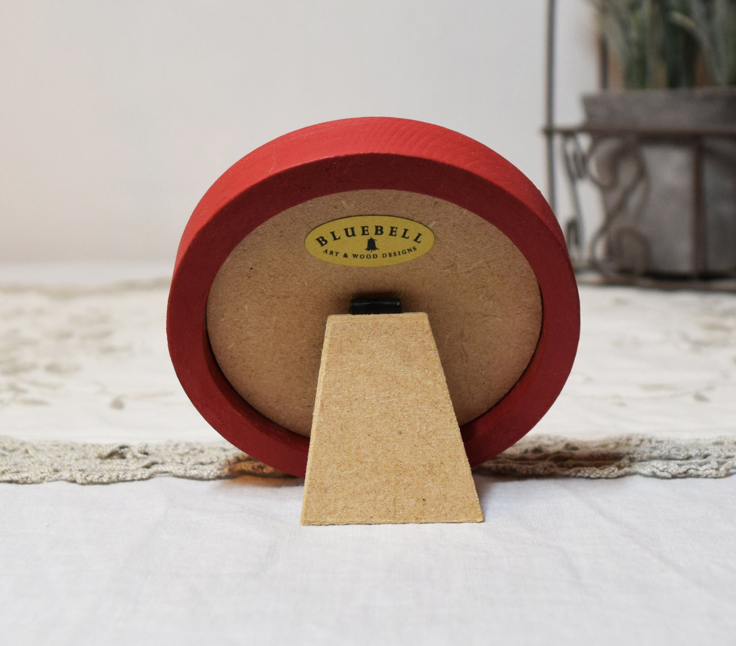 Red 2.5" x 2.5" Round Handmade Wooden Photo Picture Frame