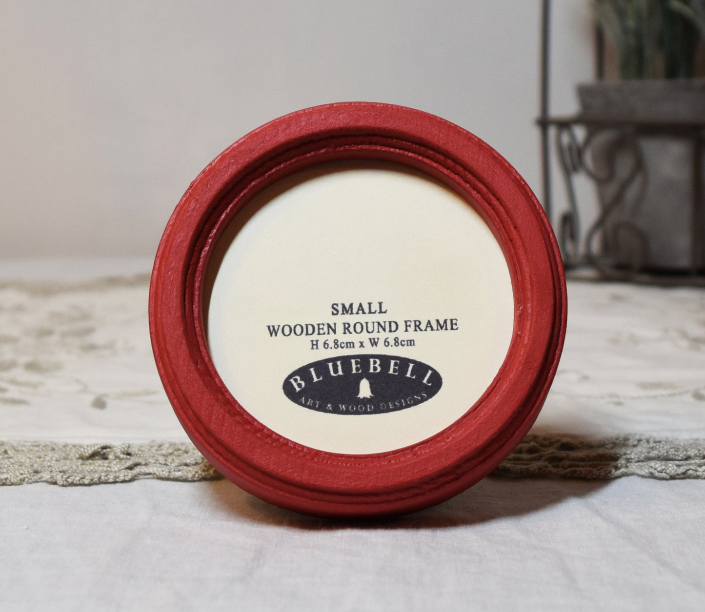 Red 2.5" x 2.5" Round Handmade Wooden Photo Picture Frame