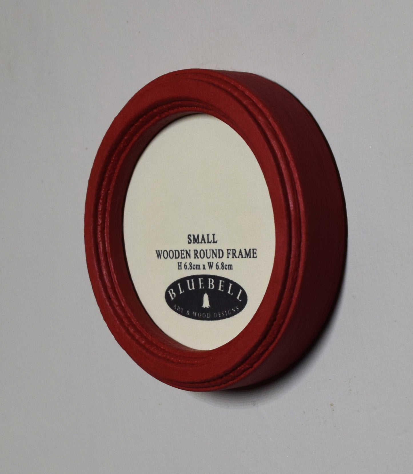 Red 2.5" x 2.5" Round Handmade Wooden Photo Picture Frame