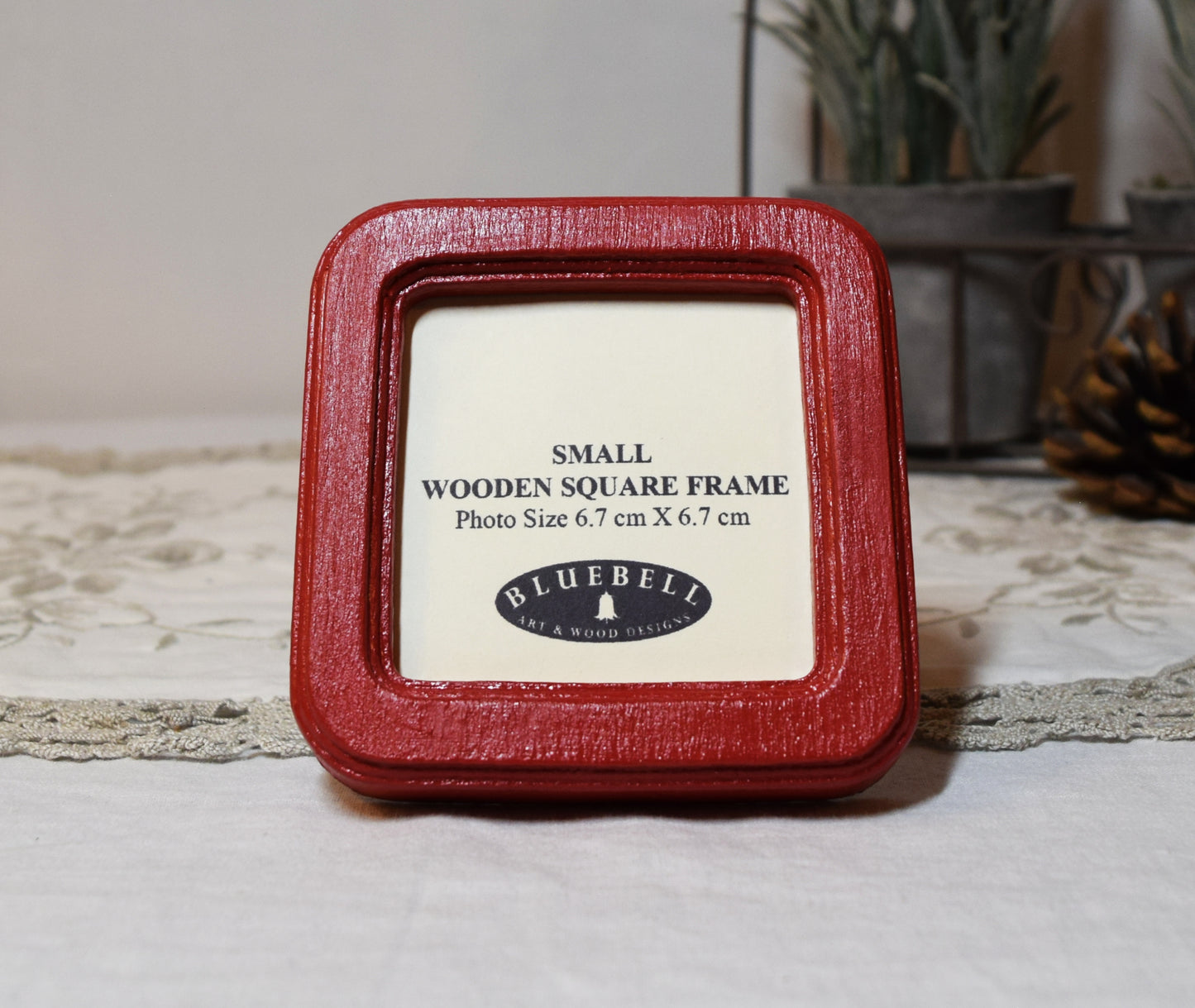 Red 2.5" x 2.5" Square Handmade Wooden Photo Picture Frame