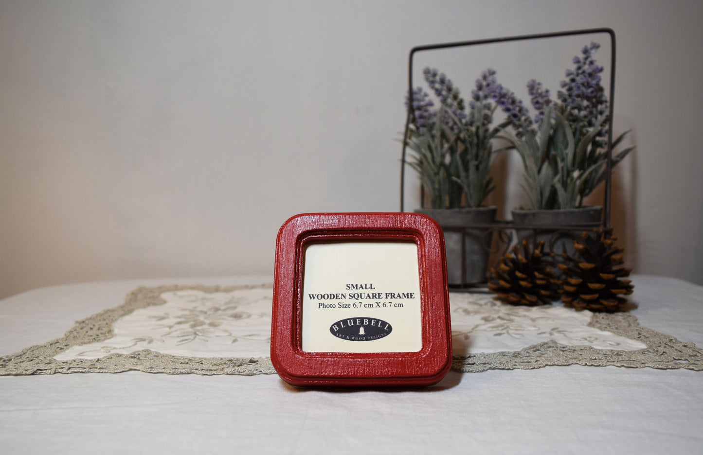 Red 2.5" x 2.5" Square Handmade Wooden Photo Picture Frame