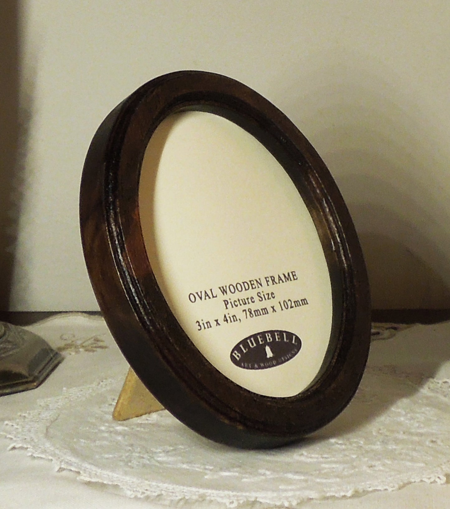 Dark Oak 3" x 4" Oval Handmade Wooden Photo Picture Frame