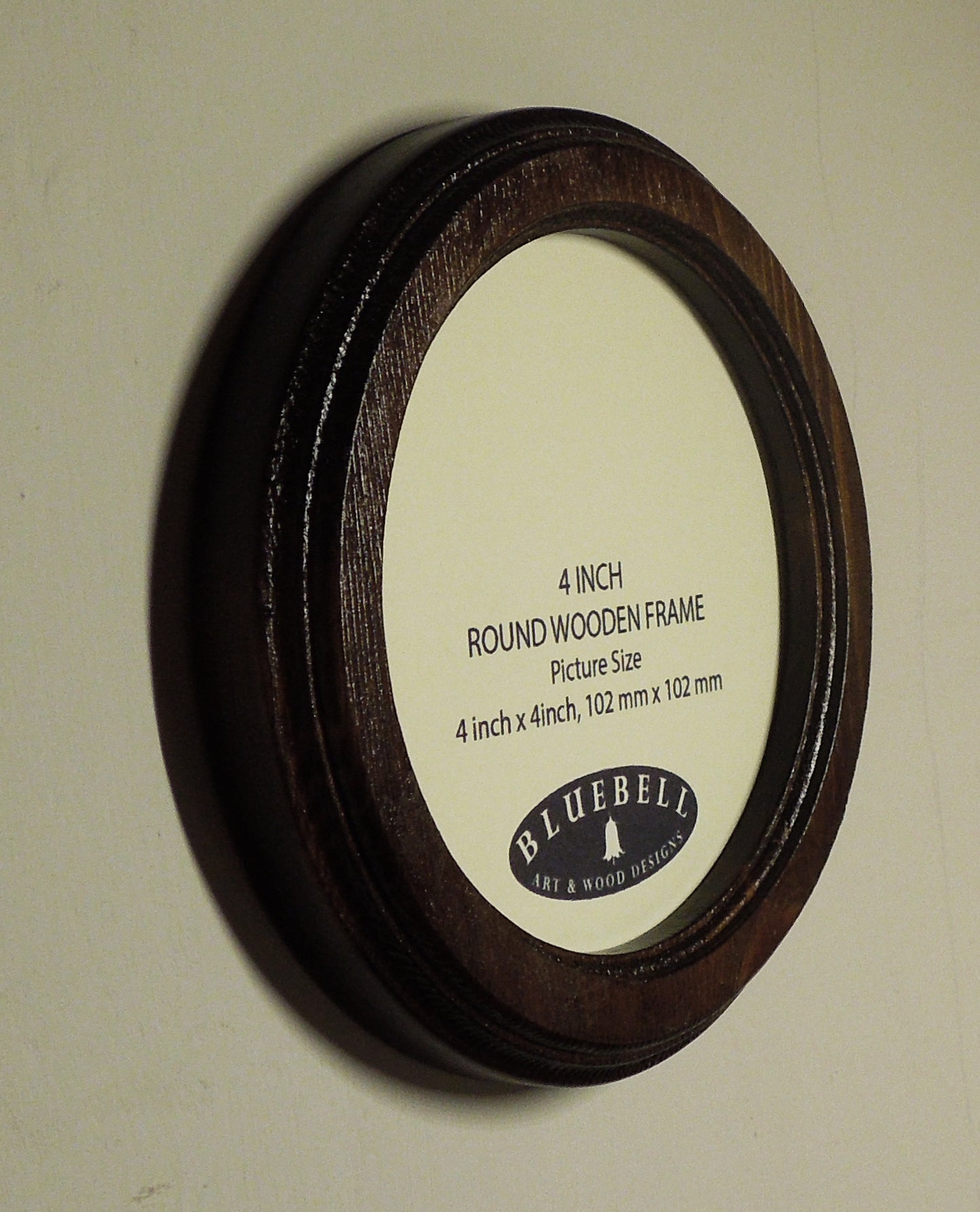 Dark Oak 4" x 4" Round Roman Edged Handmade Wooden Photo Picture Frame