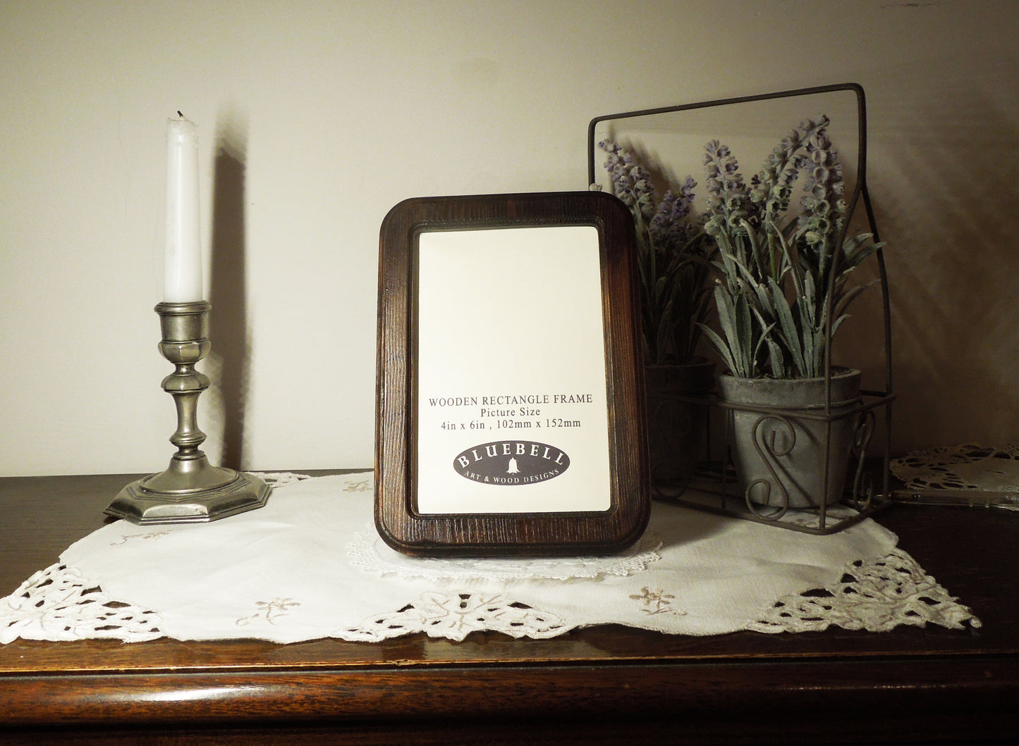 Dark Oak 4" x 6" Rectangle Roman Edged Handmade Wooden Photo Picture Frame