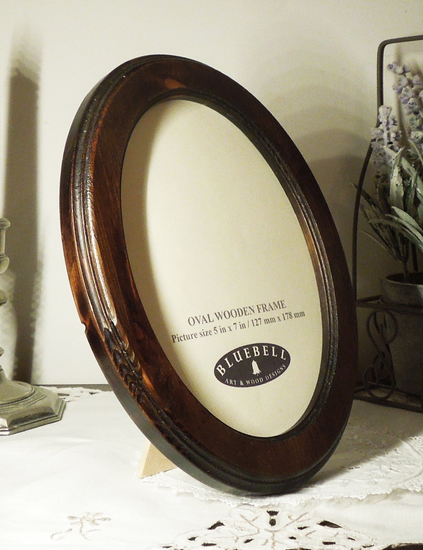 Dark Oak 5" x 7" Oval Roman Edged Handmade Wooden Photo Picture Frame