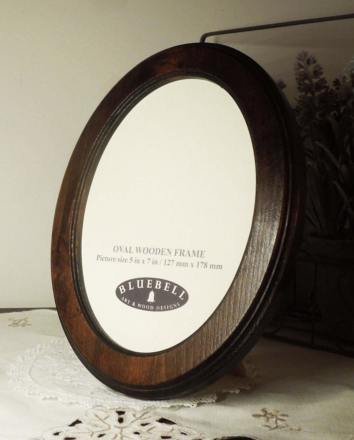 Dark Oak 5" x 7" Oval Roman Edged Handmade Wooden Photo Picture Frame