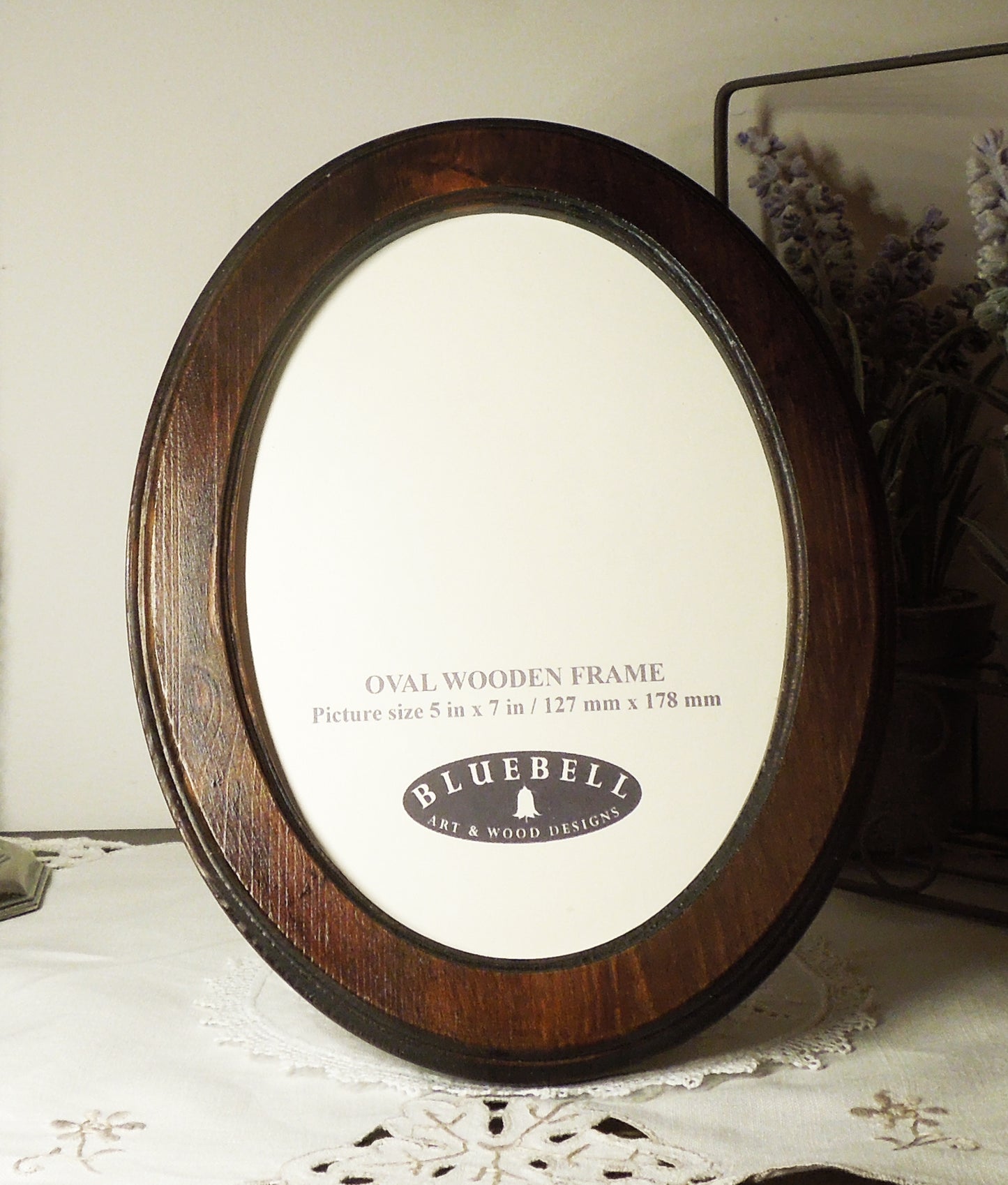 Dark Oak 5" x 7" Oval Roman Edged Handmade Wooden Photo Picture Frame
