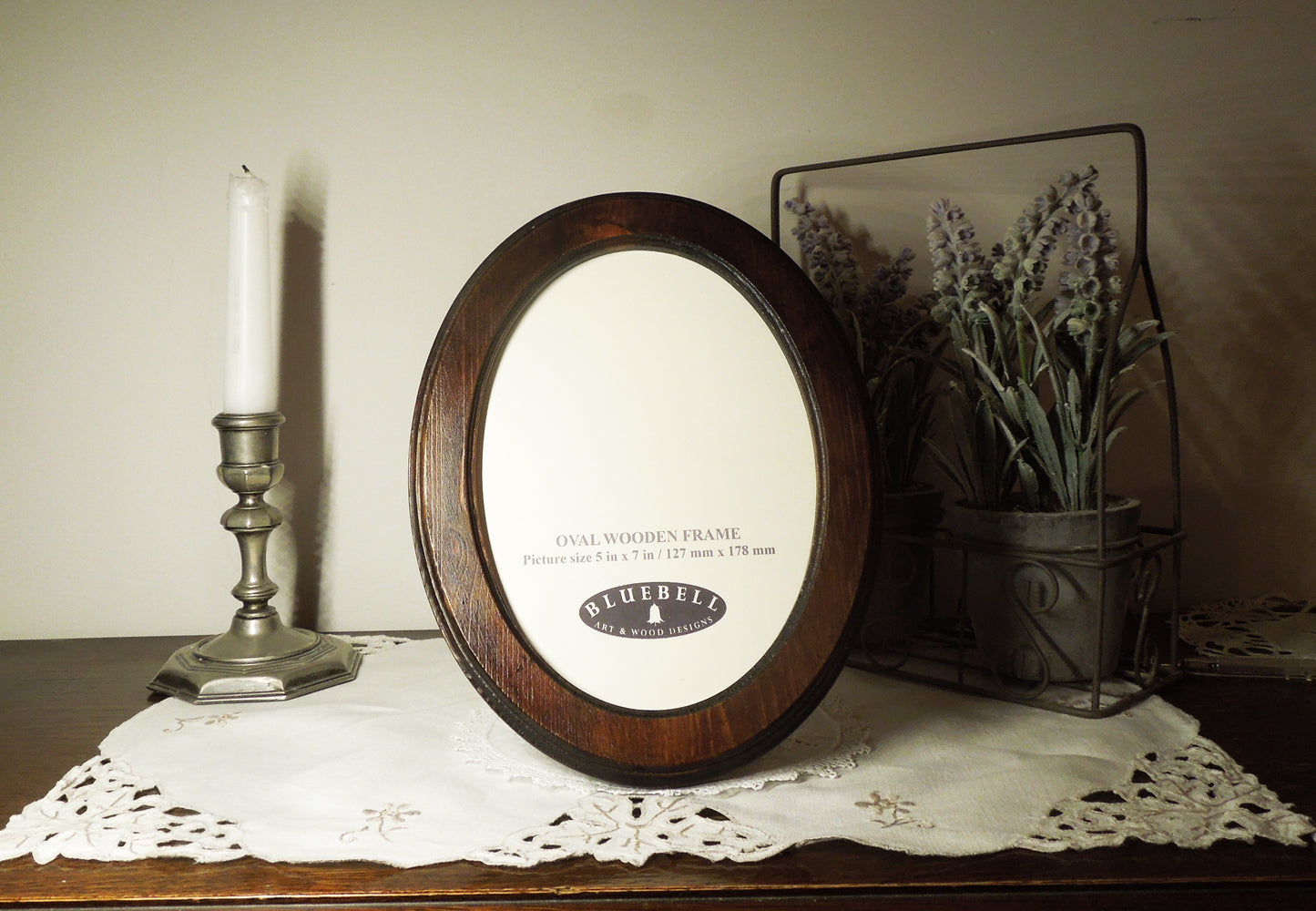 Dark Oak 5" x 7" Oval Roman Edged Handmade Wooden Photo Picture Frame