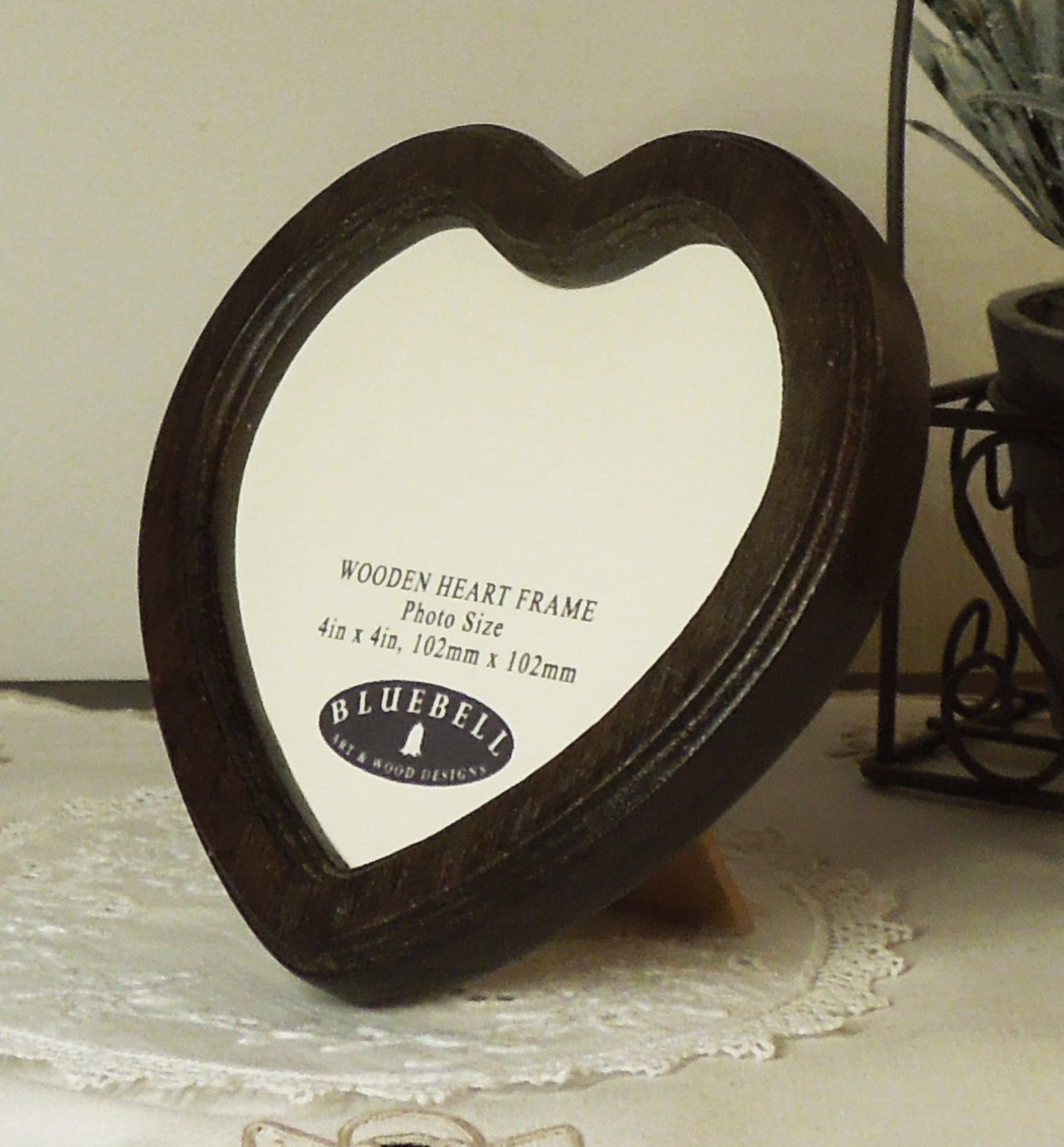 Dark Oak 4" x 4" Heart Handmade Wooden Photo Picture Frame