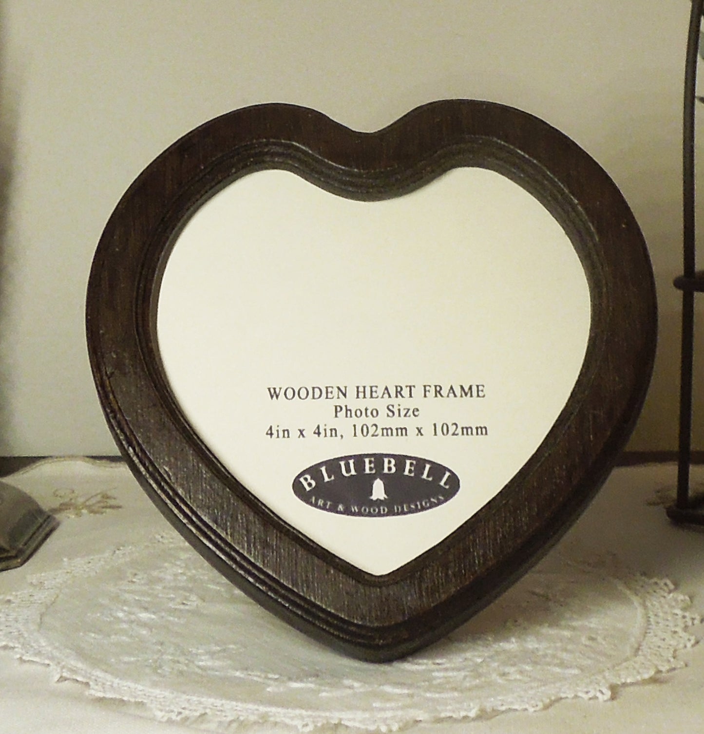 Dark Oak 4" x 4" Heart Handmade Wooden Photo Picture Frame
