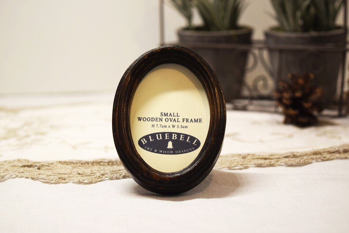 Dark Oak 2" x 3" Oval Handmade Wooden Photo Picture Frame