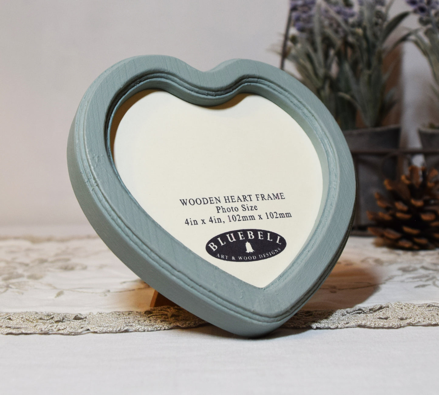 Duck Egg 4" x 4" Heart Handmade Wooden Photo Picture Frame