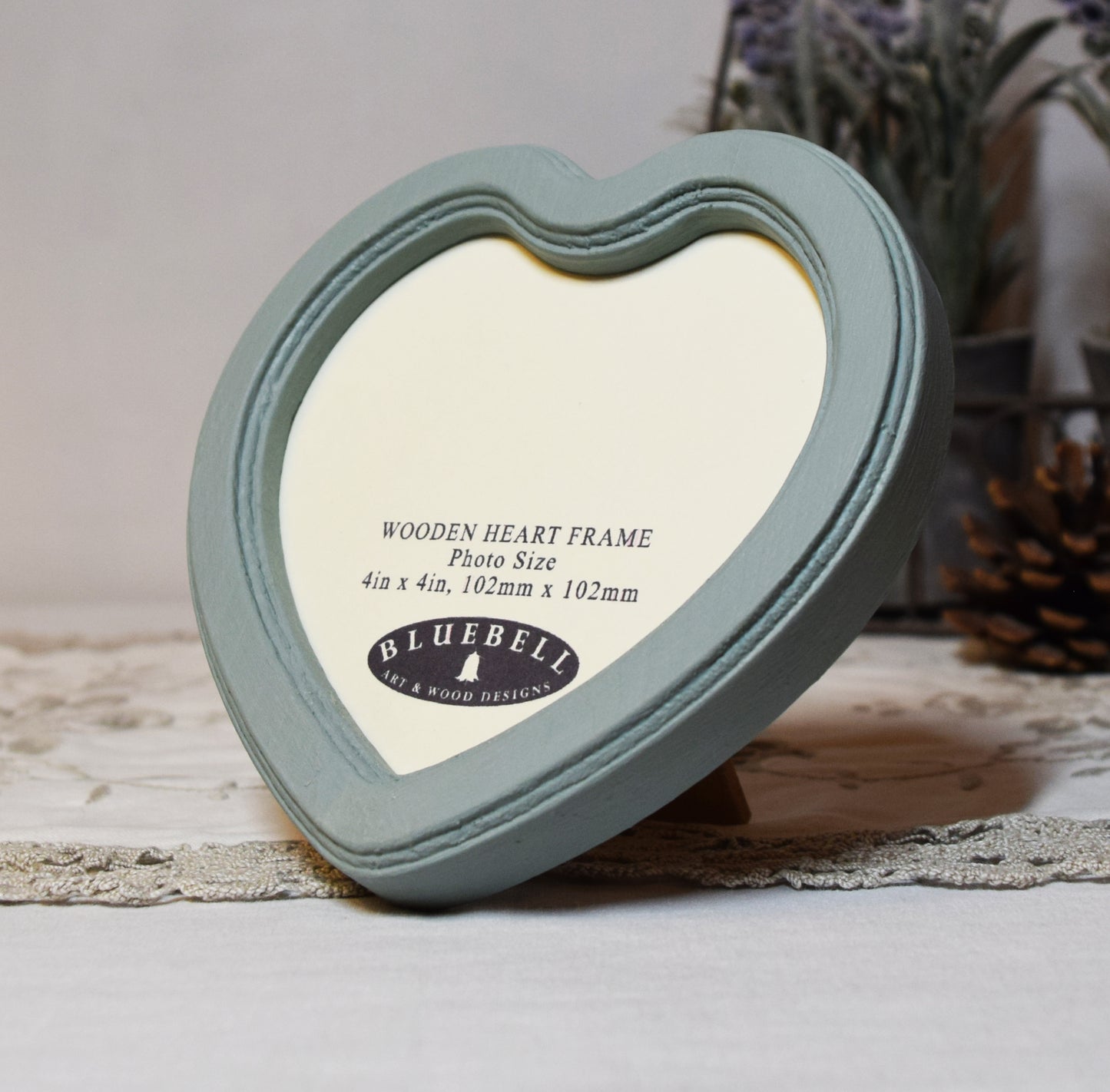 Duck Egg 4" x 4" Heart Handmade Wooden Photo Picture Frame