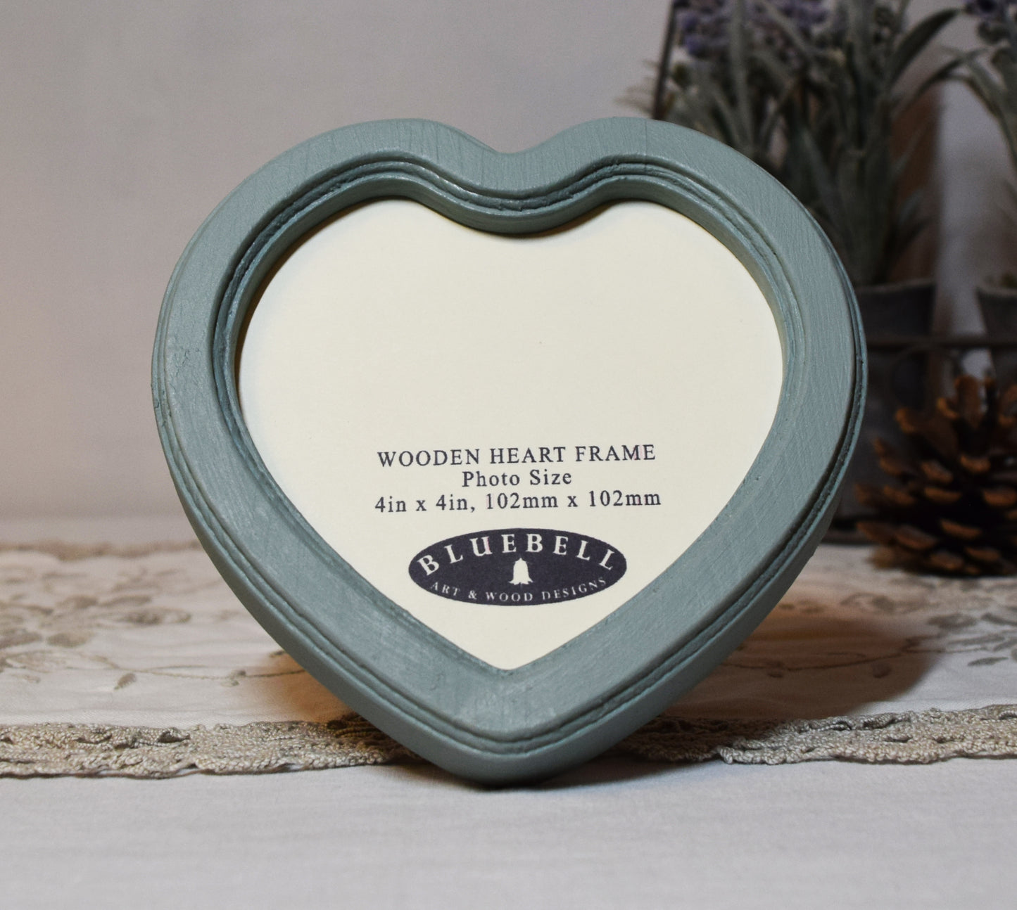 Duck Egg 4" x 4" Heart Handmade Wooden Photo Picture Frame