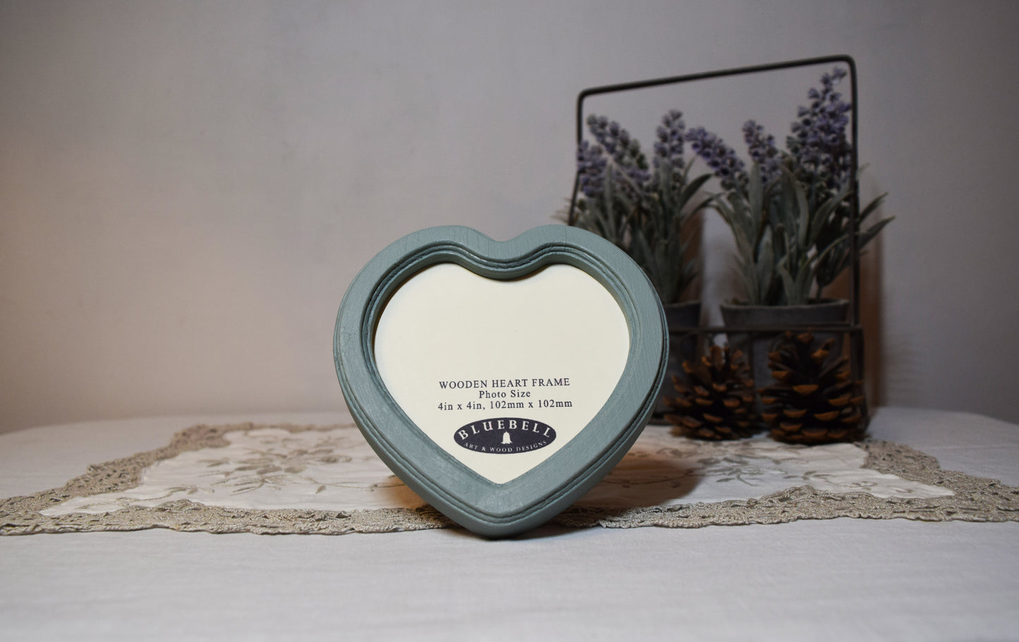 Duck Egg 4" x 4" Heart Handmade Wooden Photo Picture Frame