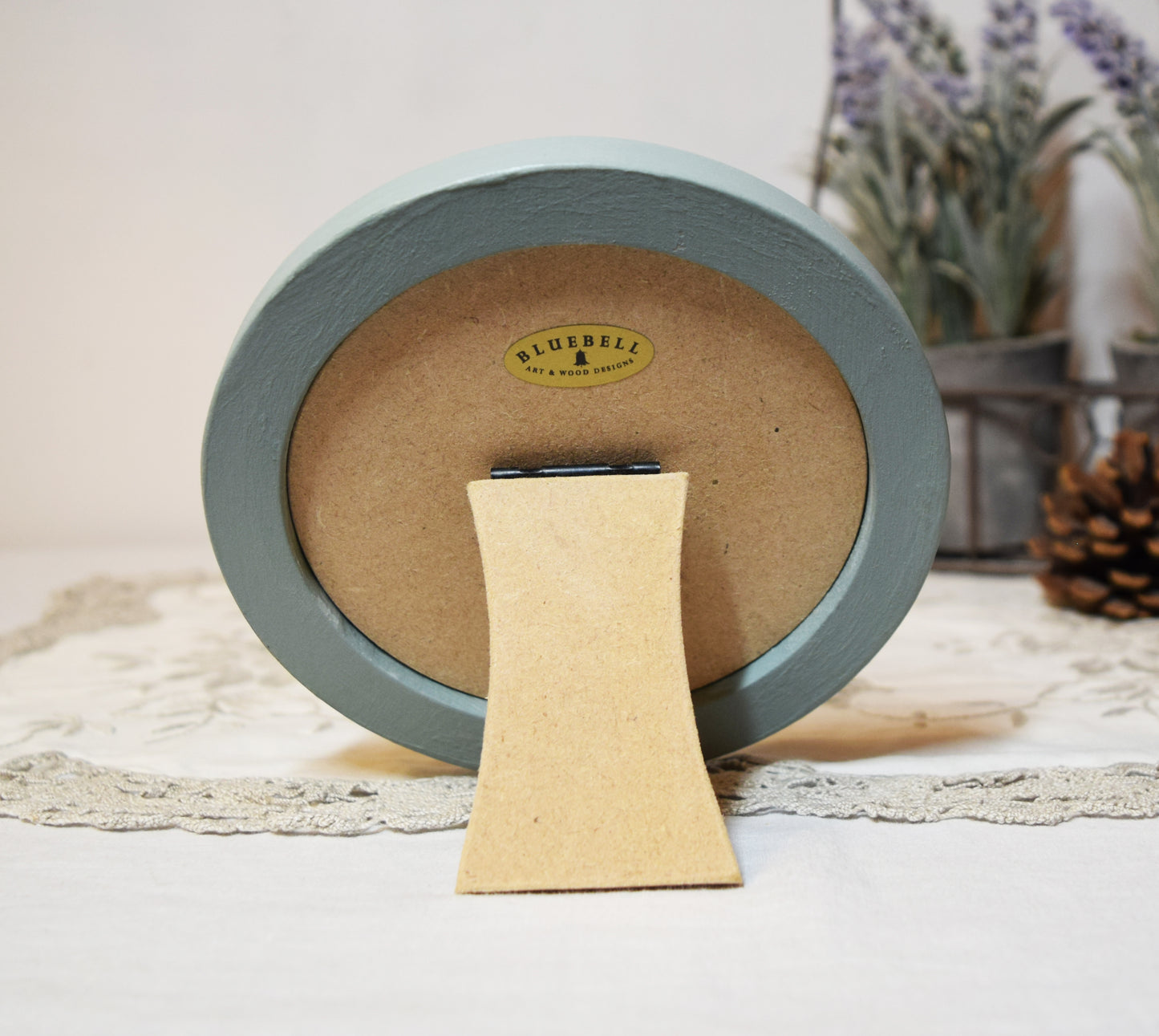Duck Egg 4" x 4" Round Roman Edged Handmade Wooden Photo Picture Frame