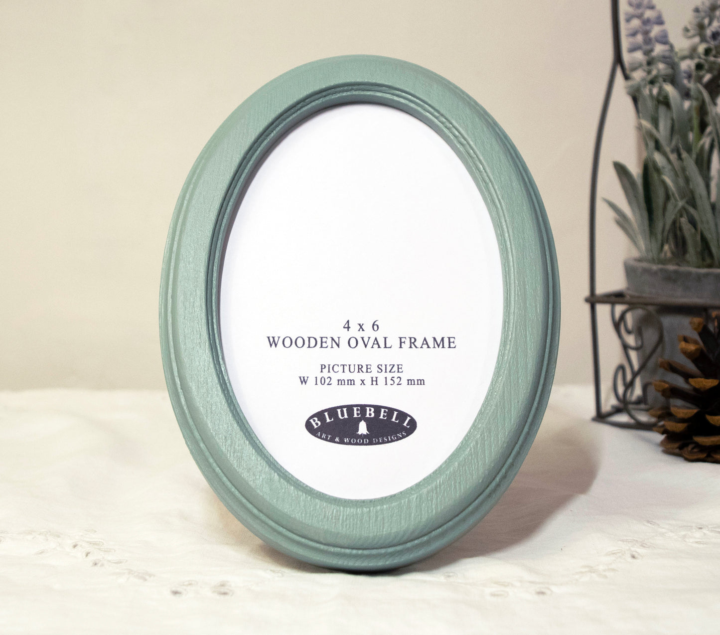 Duck Egg 4" x 6" Oval Roman Edged Handmade Wooden Photo Picture Frame