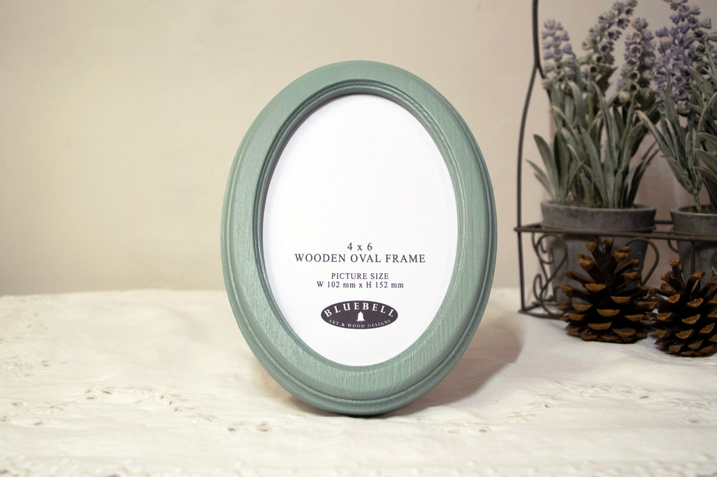 Duck Egg 4" x 6" Oval Roman Edged Handmade Wooden Photo Picture Frame