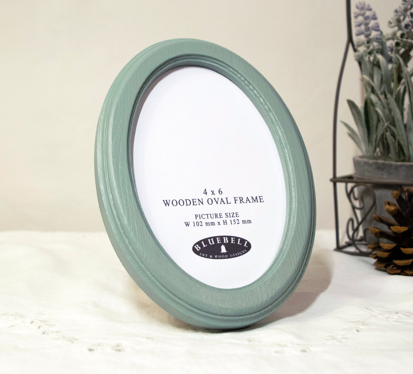 Duck Egg 4" x 6" Oval Roman Edged Handmade Wooden Photo Picture Frame