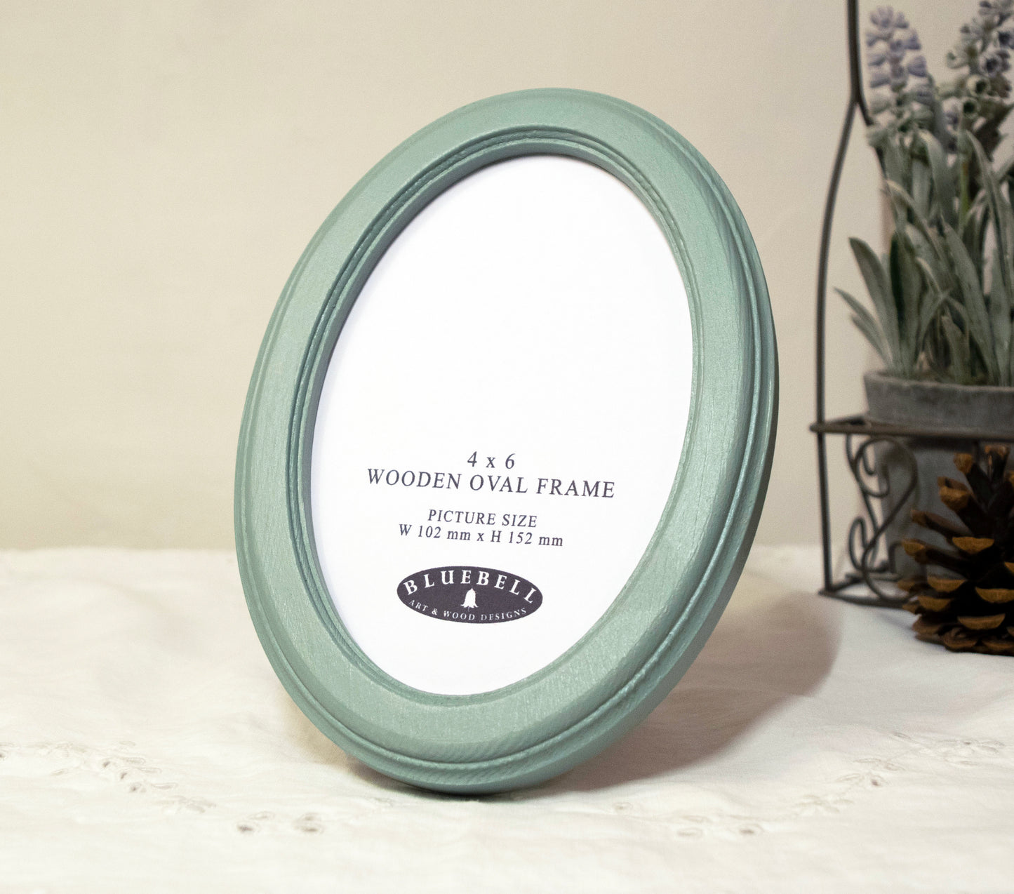 Duck Egg 4" x 6" Oval Roman Edged Handmade Wooden Photo Picture Frame