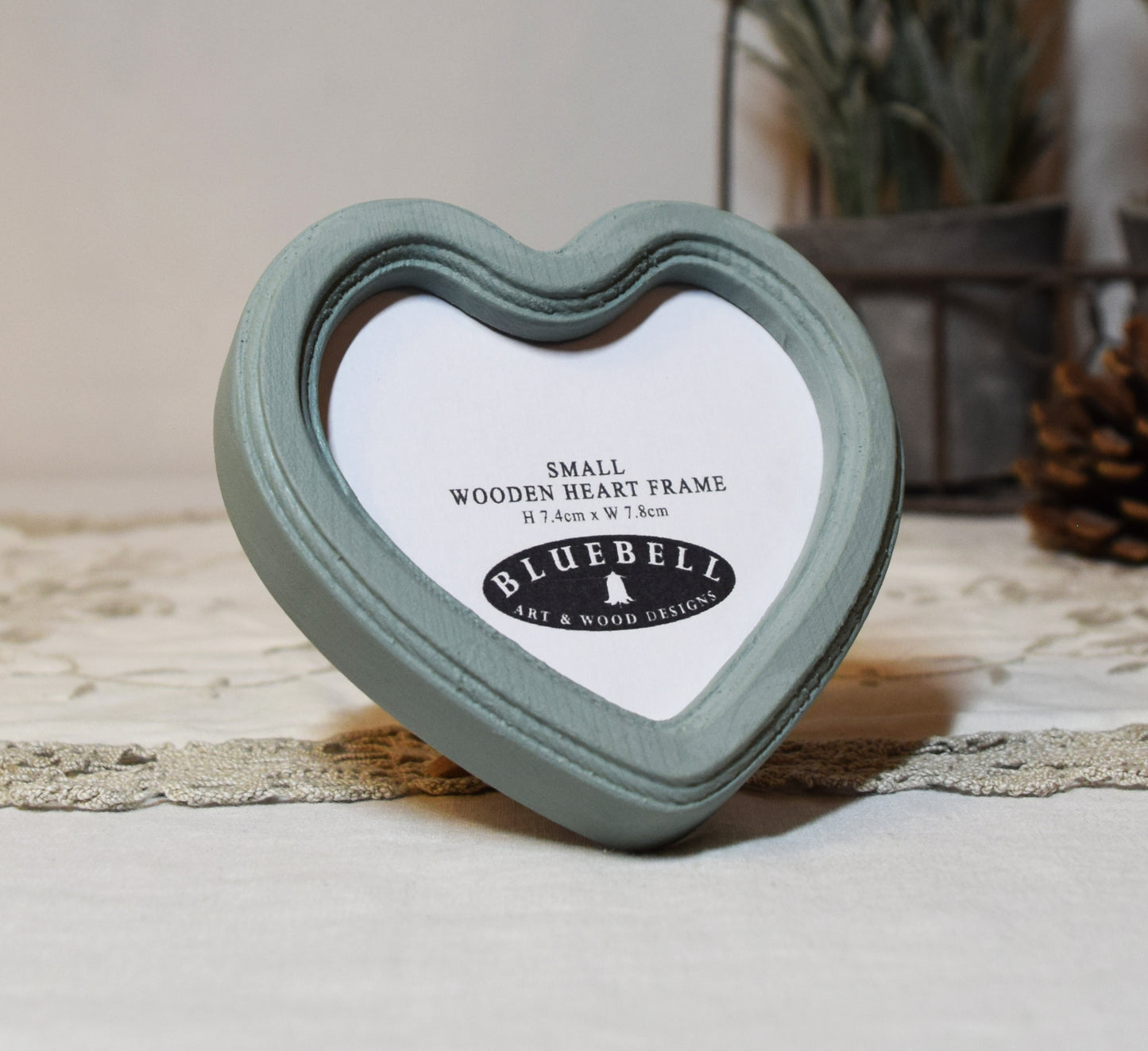 Duck Egg 3" x 3" Heart Handmade Wooden Photo Picture Frame