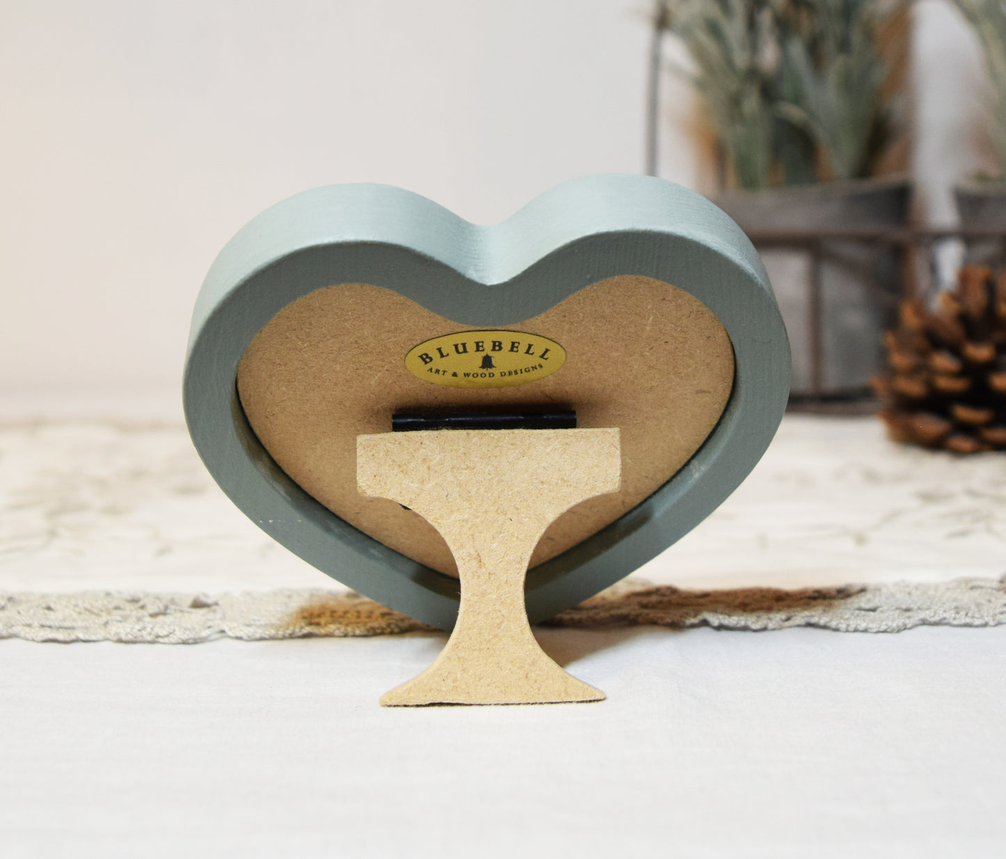 Duck Egg 3" x 3" Heart Handmade Wooden Photo Picture Frame