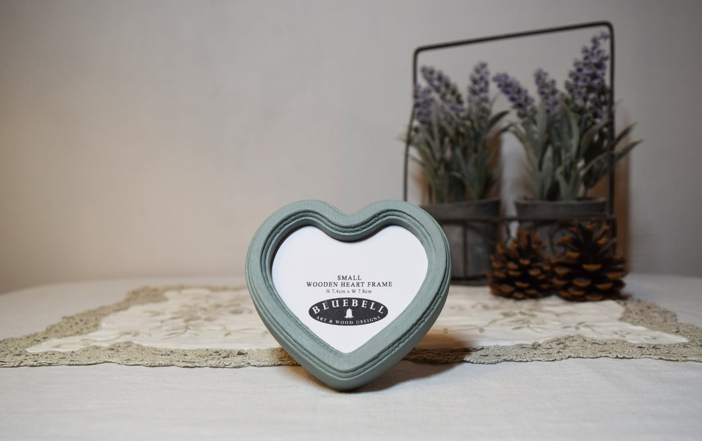 Duck Egg 3" x 3" Heart Handmade Wooden Photo Picture Frame