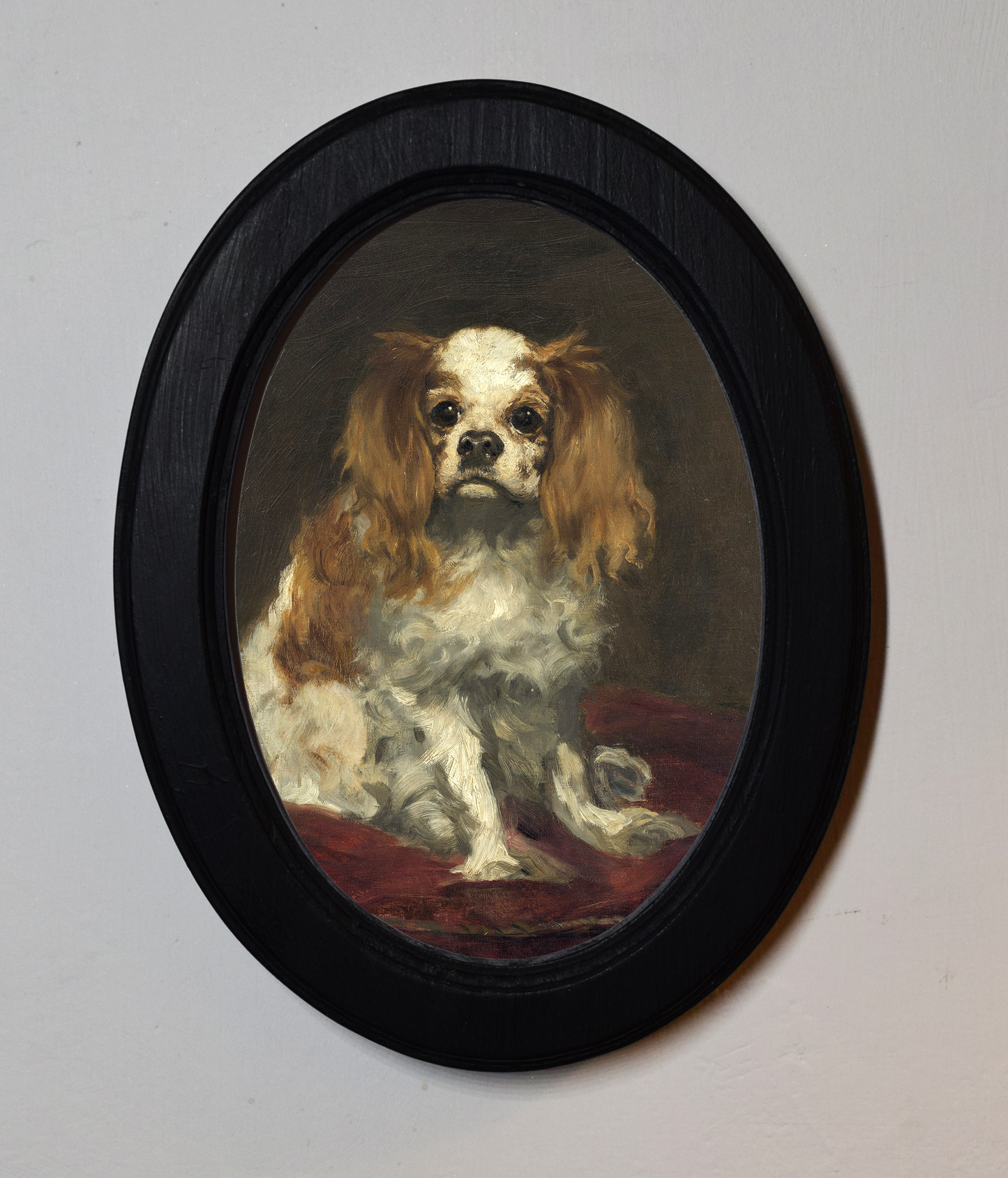 Édouard Manet A King Charles Spaniel 4" x 6" Oval Wooden Framed Classic Art Print