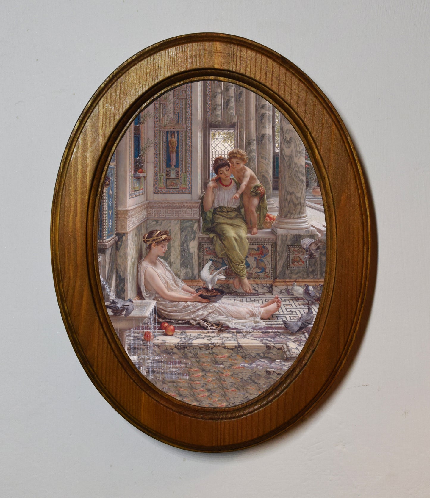 Edward John Poynter The Corner of the Villa 4" x 6" Oval Wooden Framed Classic Art Print
