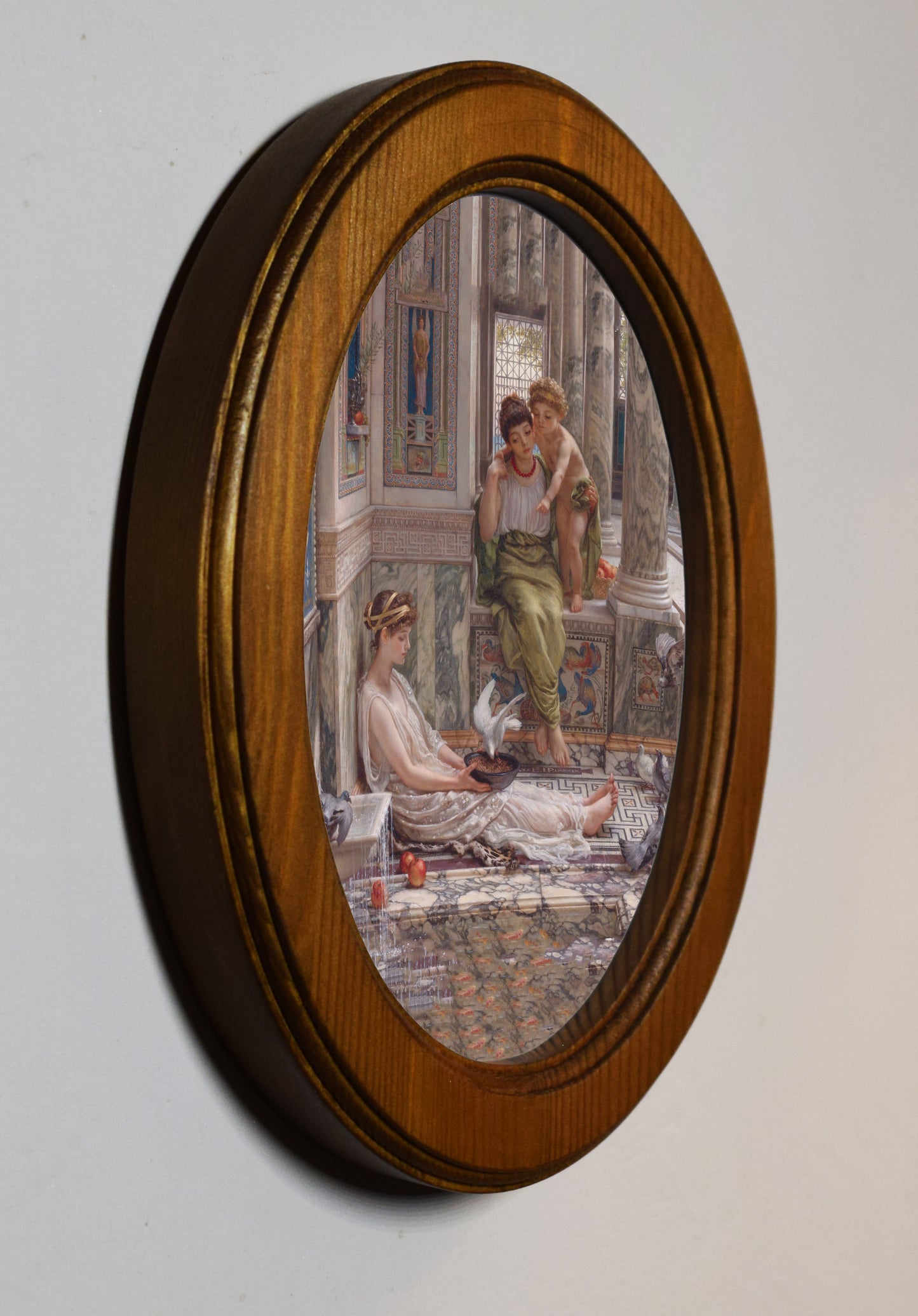 Edward John Poynter The Corner of the Villa 4" x 6" Oval Wooden Framed Classic Art Print