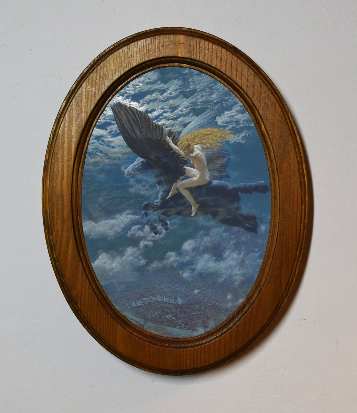 Edward Robert Hughes Dream Idyll (A Valkyrie) 4" x 6" Oval Wooden Framed Classic Art Print