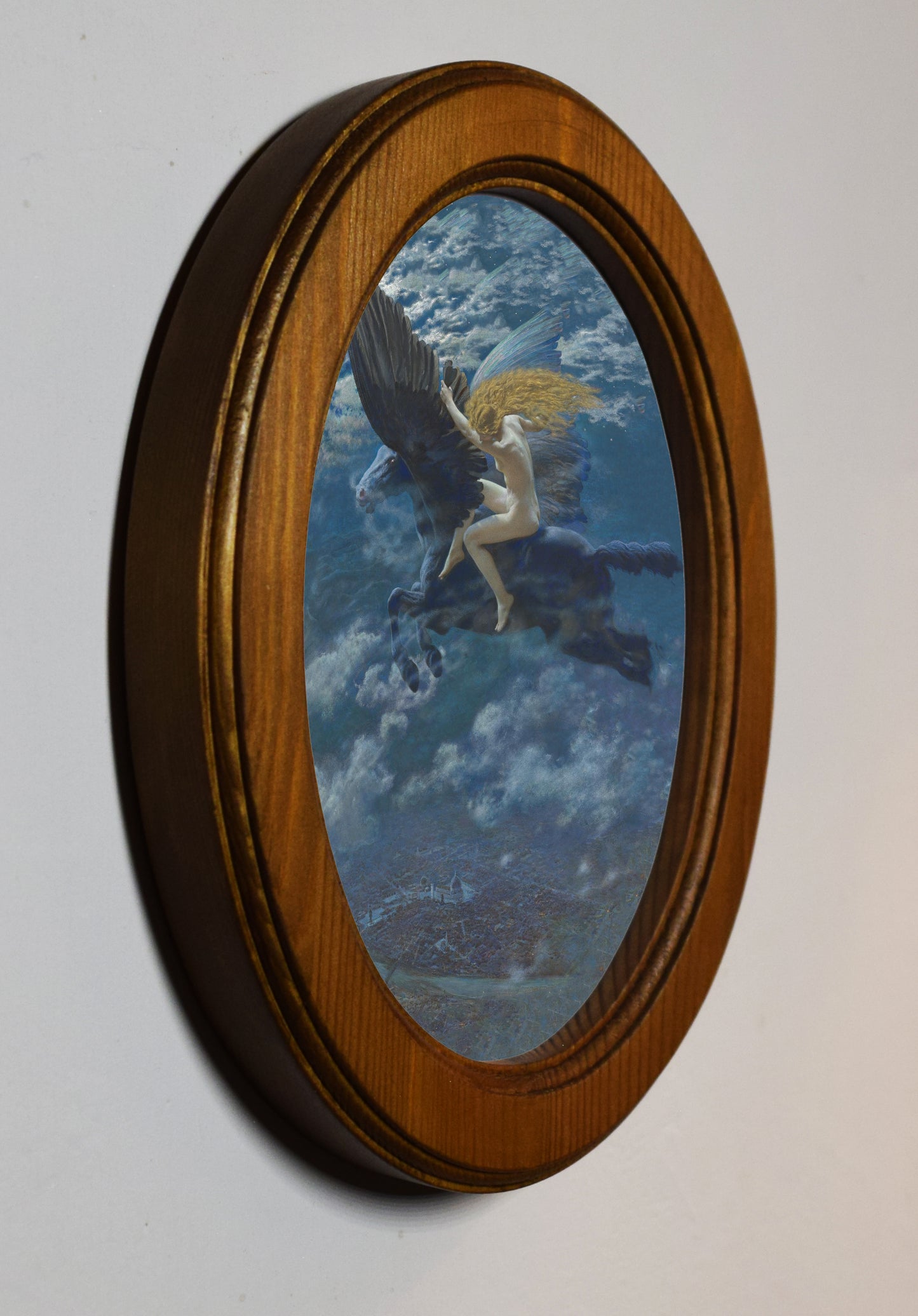 Edward Robert Hughes Dream Idyll (A Valkyrie) 4" x 6" Oval Wooden Framed Classic Art Print