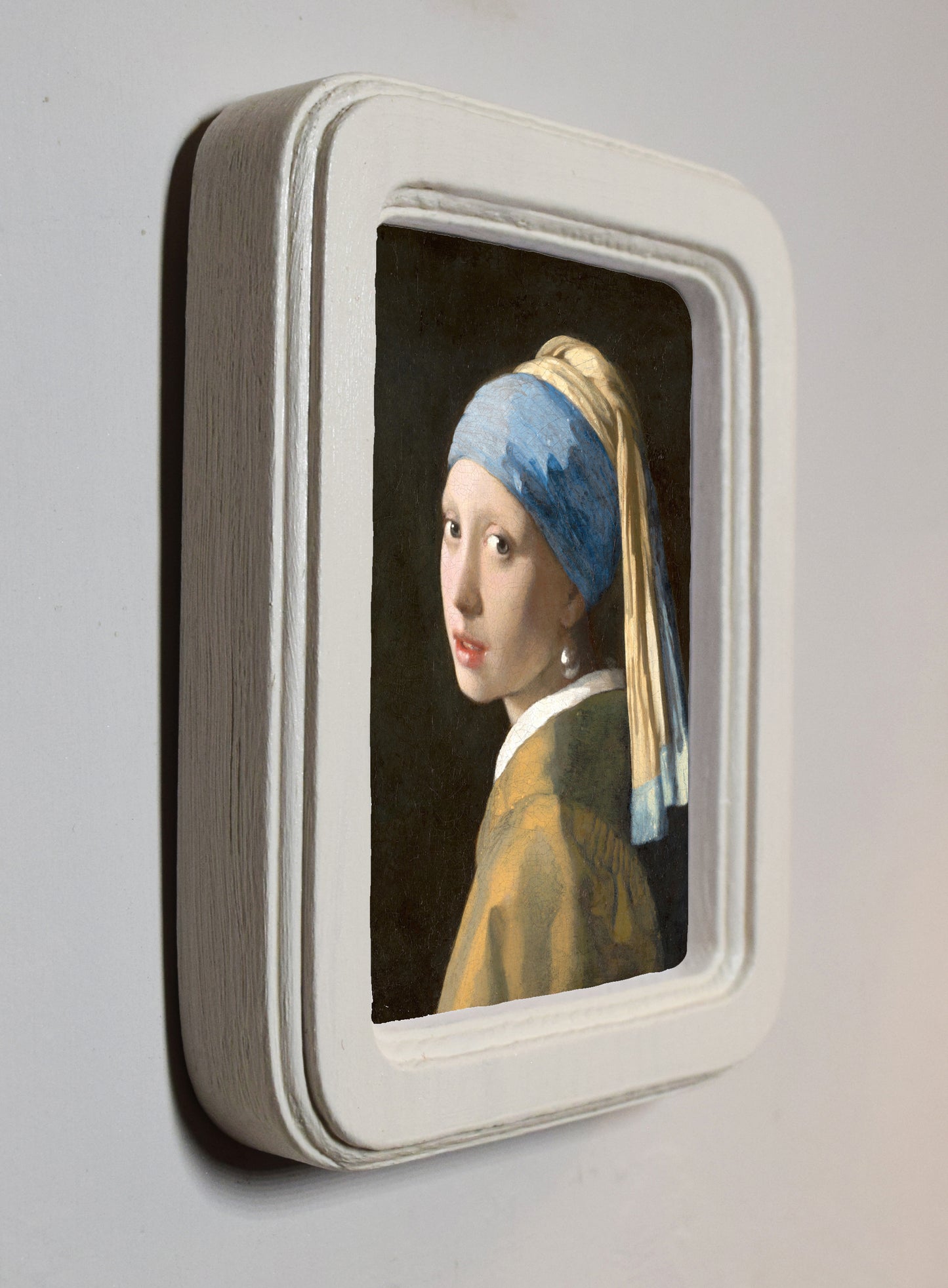 Girl With A Pearl Earring Johannes Vermeer c. 1665 4" x 6" Rectangle Roman Edged Wooden Framed Classic Art Print