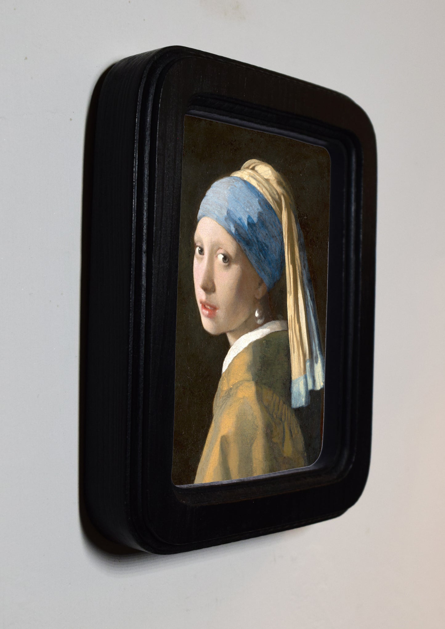 Girl With A Pearl Earring Johannes Vermeer c. 1665 4" x 6" Rectangle Roman Edged Wooden Framed Classic Art Print