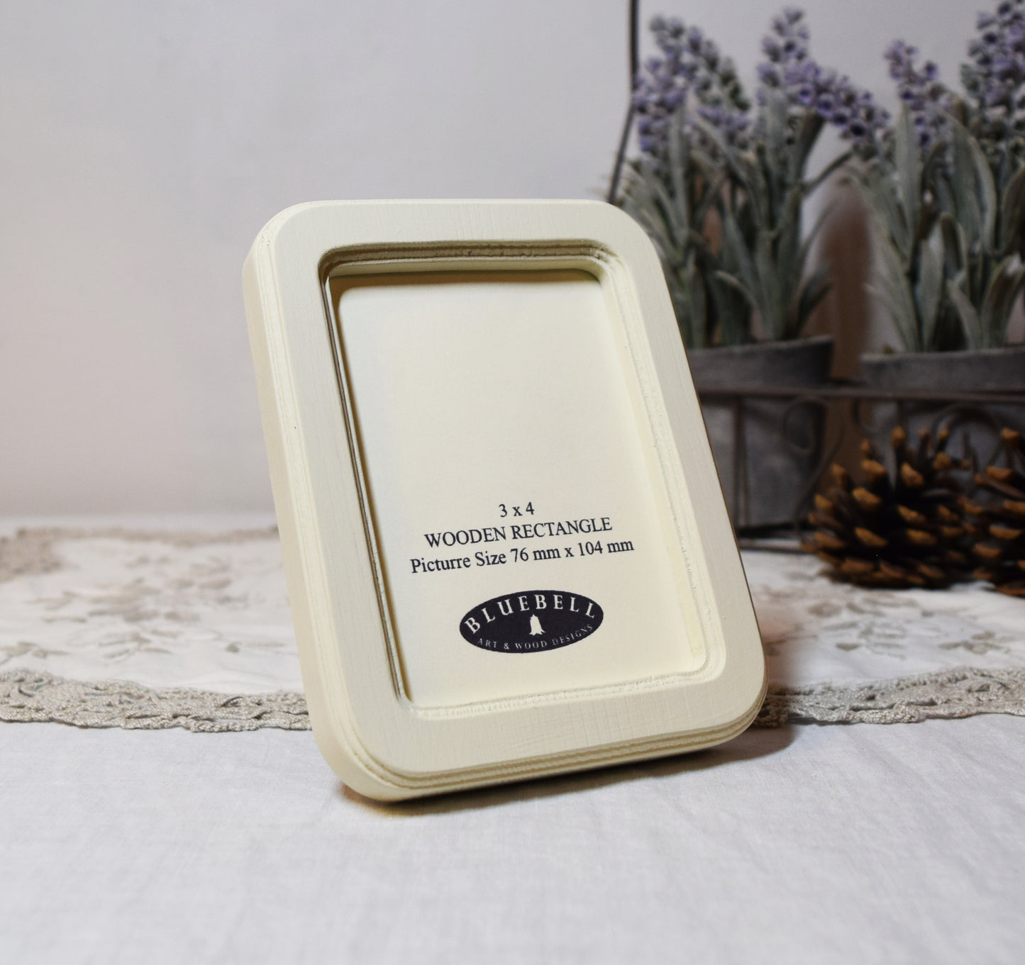 Ivory 3" x 4" Rectangle Handmade Wooden Photo Picture Frame