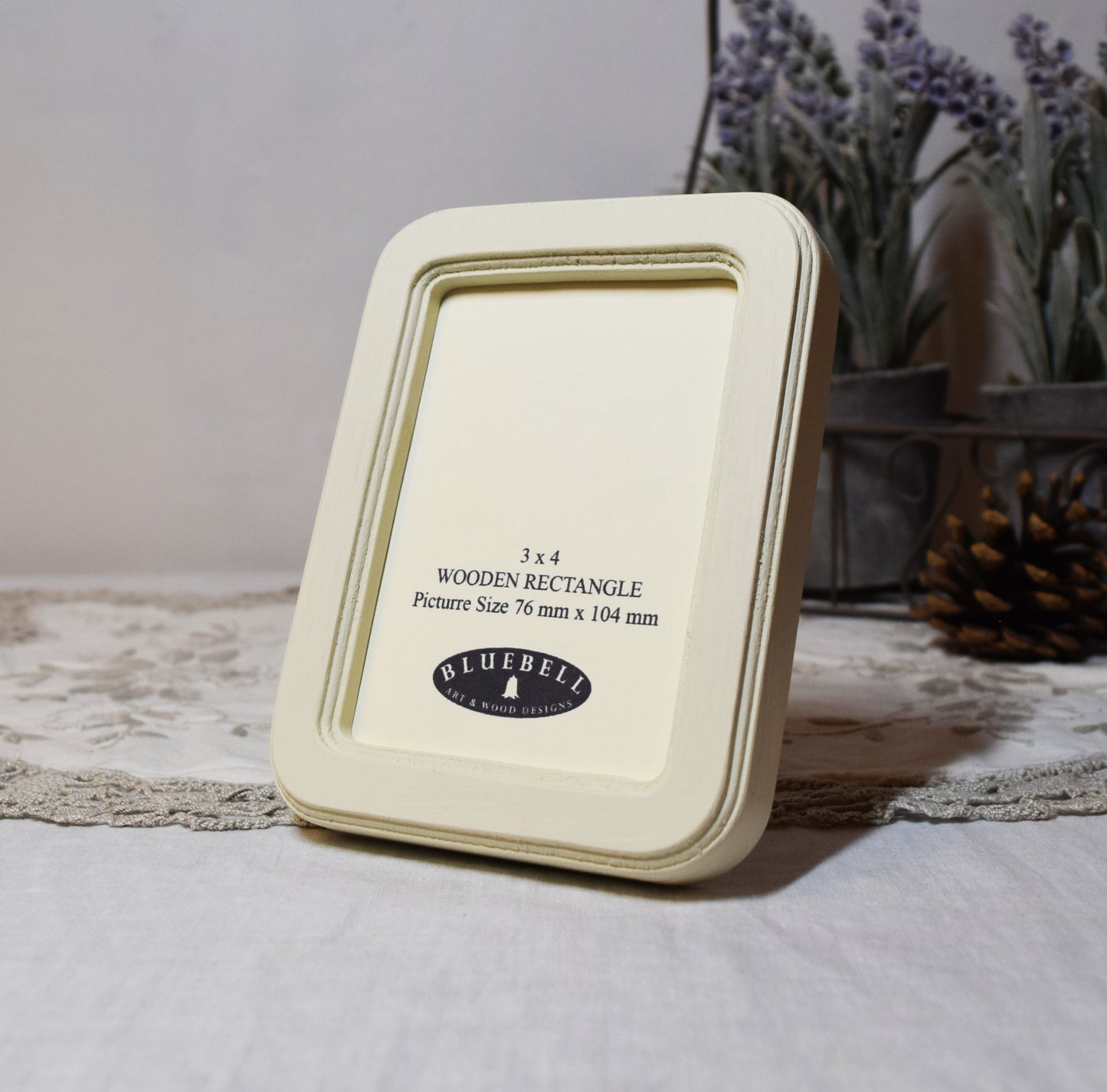 Ivory 3" x 4" Rectangle Handmade Wooden Photo Picture Frame