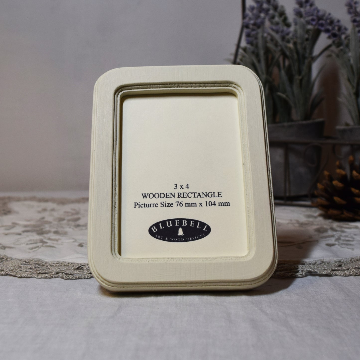 Ivory 3" x 4" Rectangle Handmade Wooden Photo Picture Frame