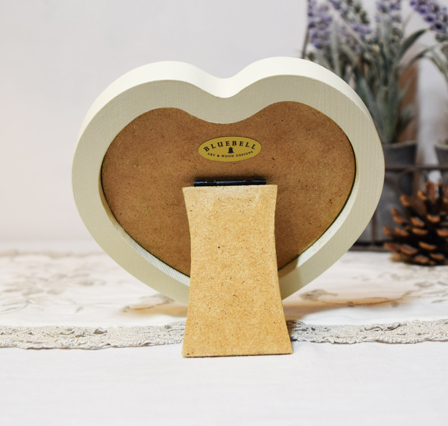 Ivory 4" x 4" Heart Handmade Wooden Photo Picture Frame