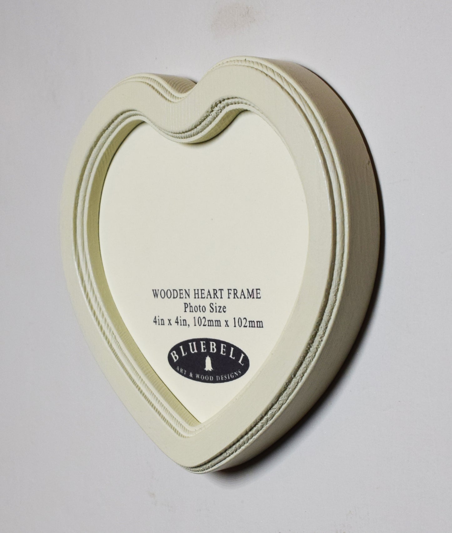 Ivory 4" x 4" Heart Handmade Wooden Photo Picture Frame