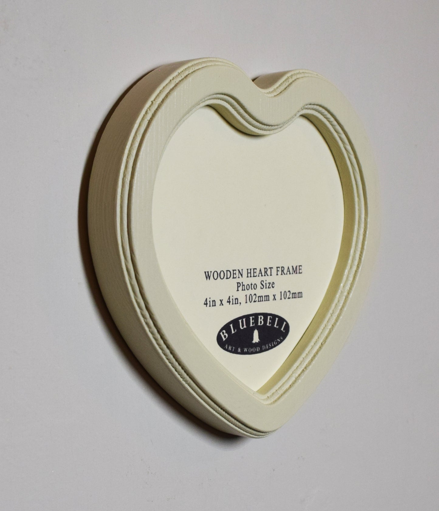 Ivory 4" x 4" Heart Handmade Wooden Photo Picture Frame