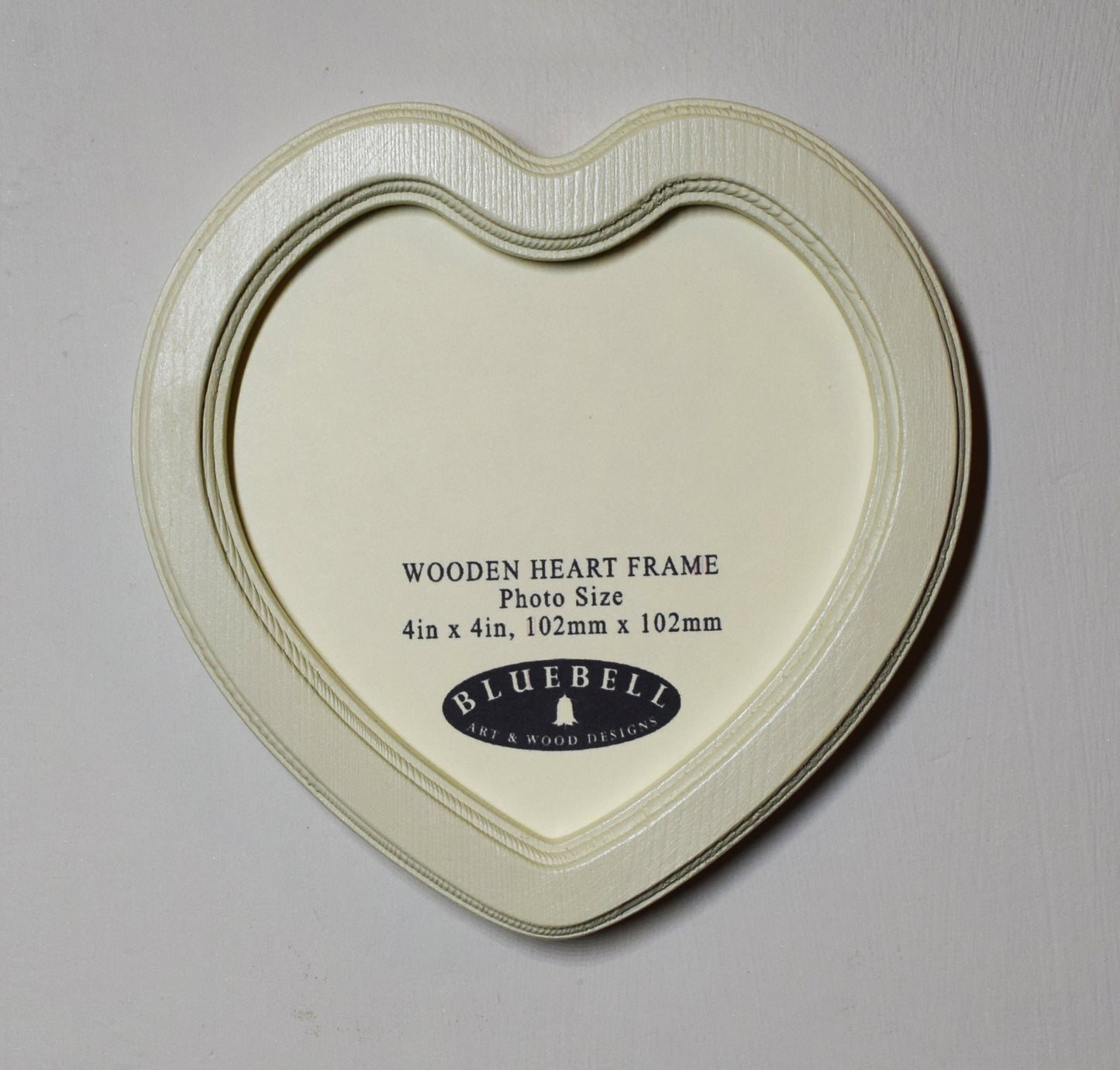 Ivory 4" x 4" Heart Handmade Wooden Photo Picture Frame