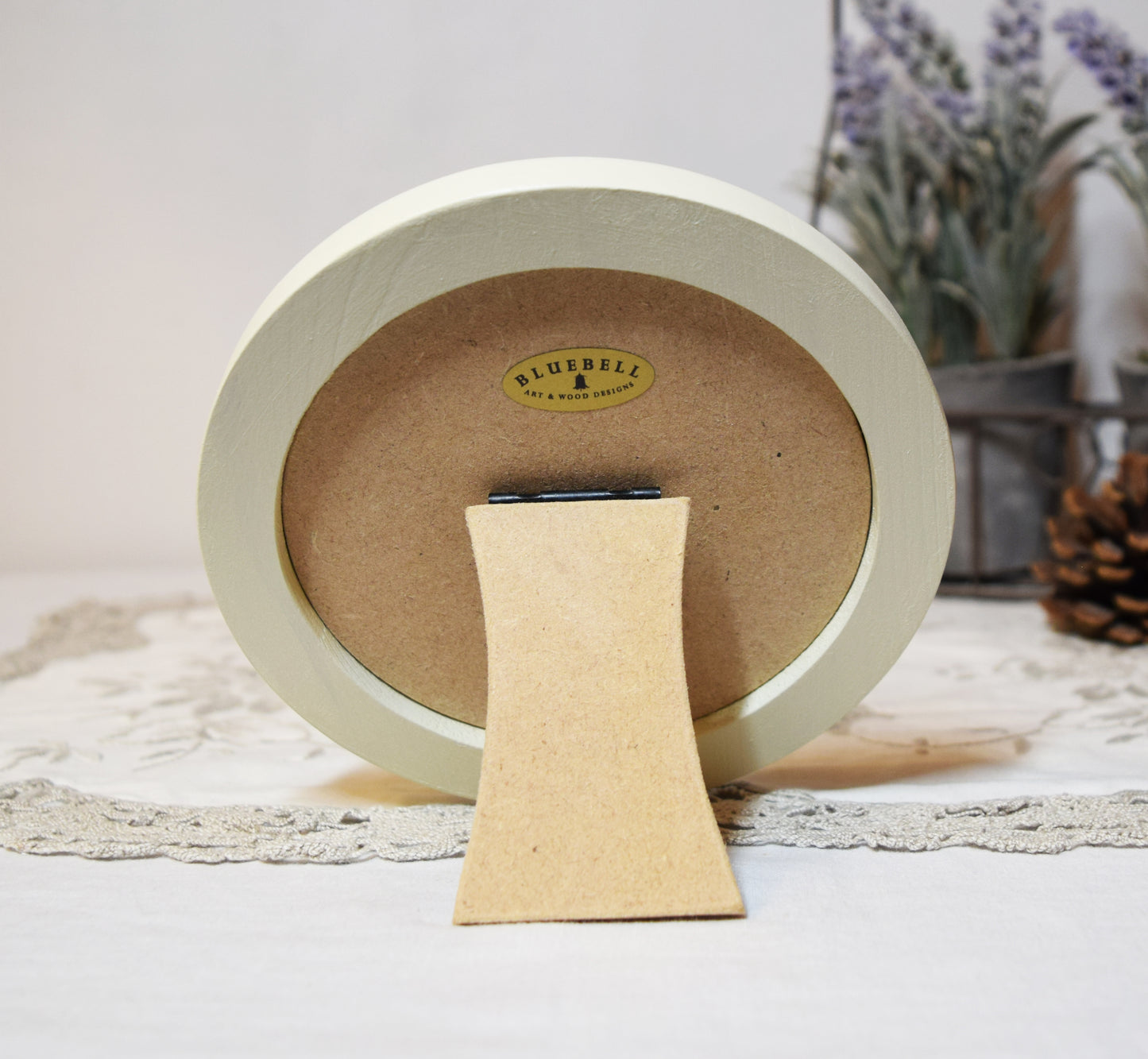 Ivory 4" x 4" Round Roman Edged Handmade Wooden Photo Picture Frame