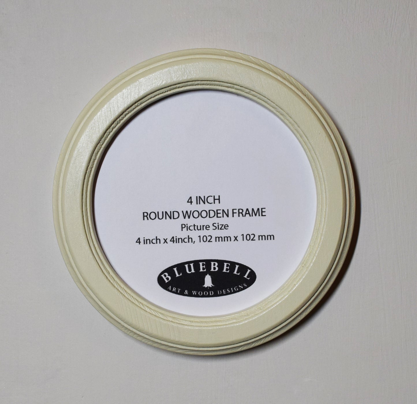 Ivory 4" x 4" Round Roman Edged Handmade Wooden Photo Picture Frame