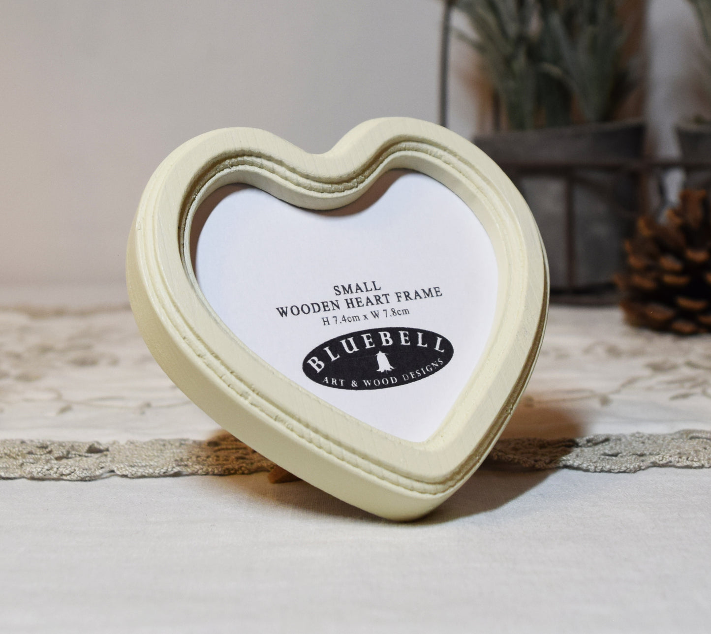 Ivory 3" x 3" Heart Handmade Wooden Photo Picture Frame