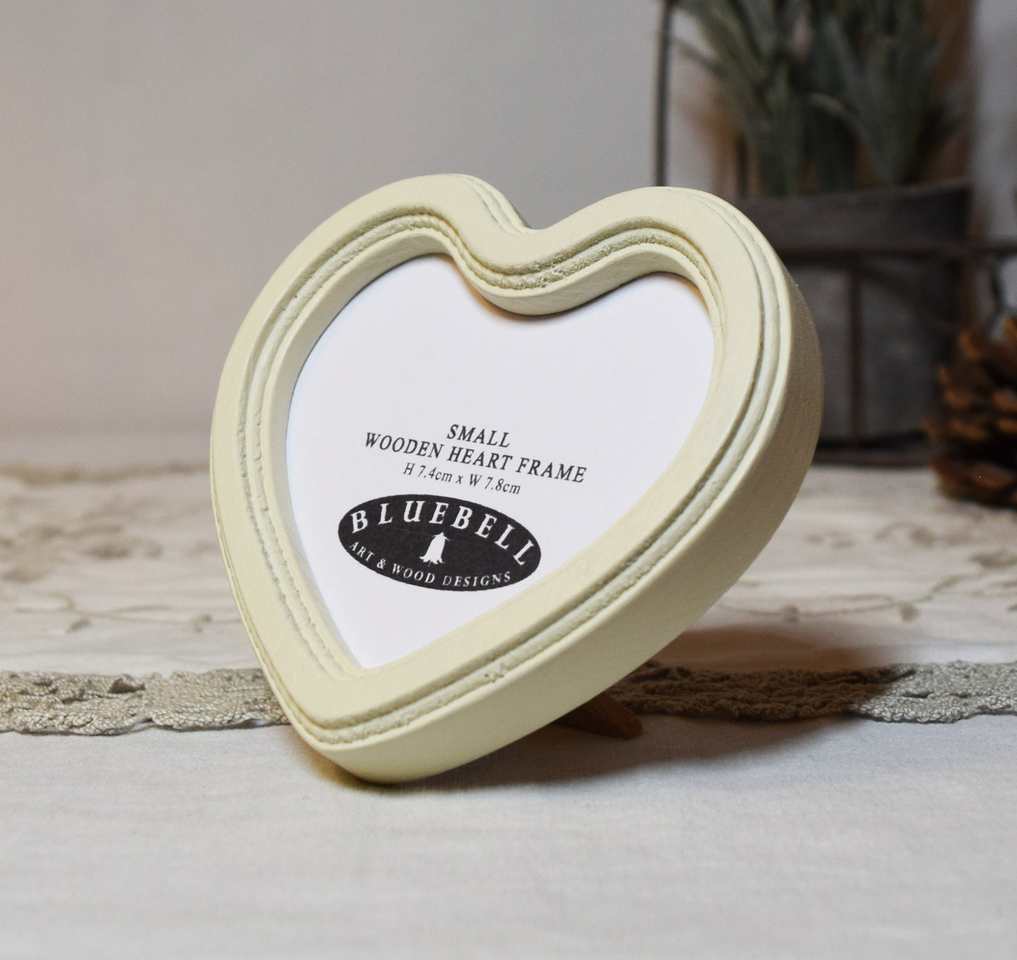 Ivory 3" x 3" Heart Handmade Wooden Photo Picture Frame