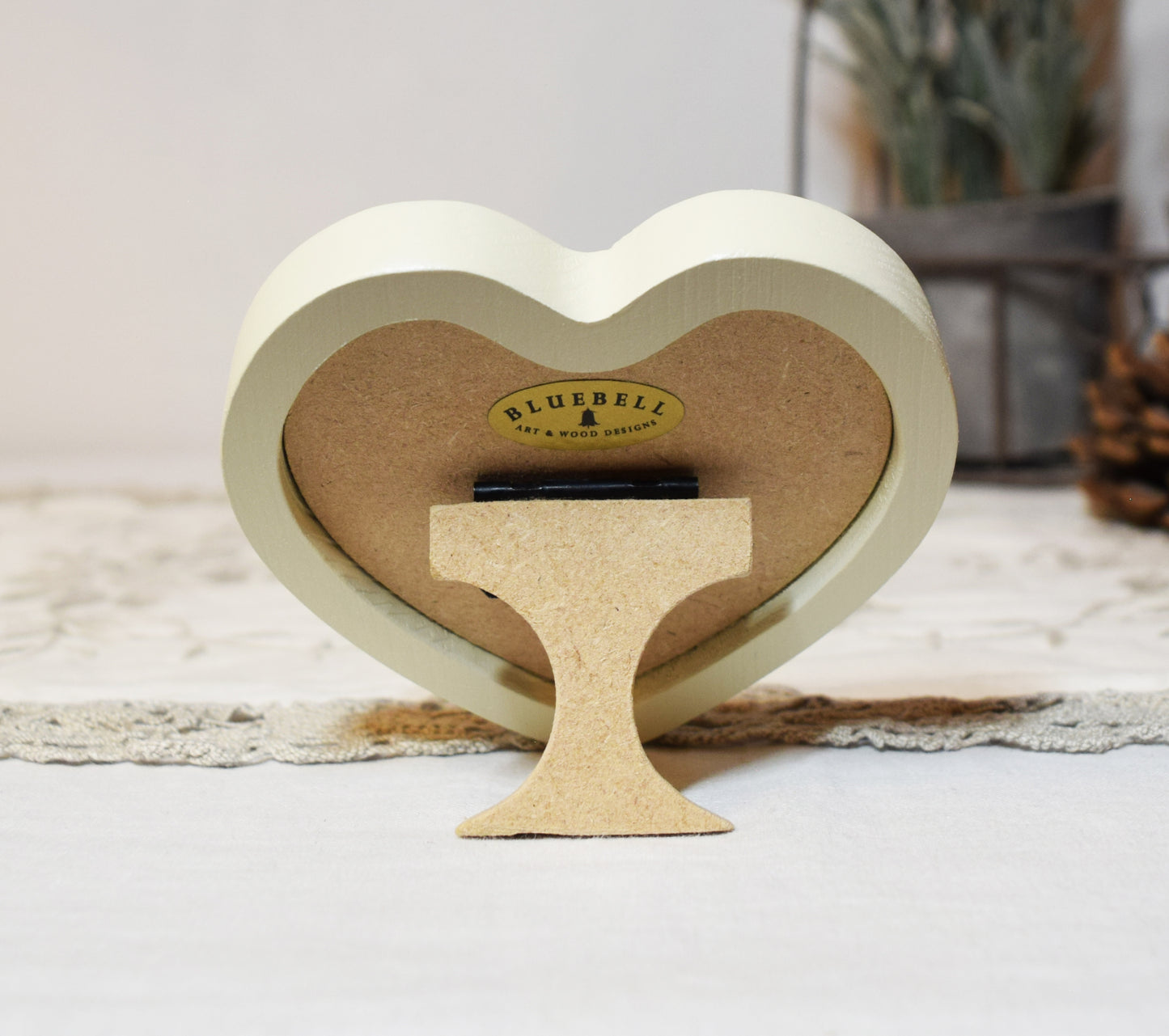 Ivory 3" x 3" Heart Handmade Wooden Photo Picture Frame